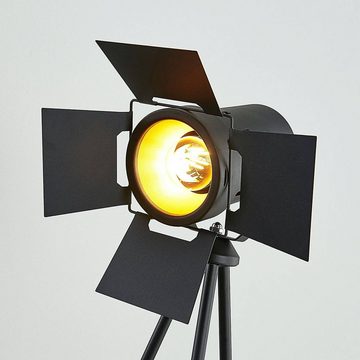 Lindby Stehlampe Devon, Leuchtmittel nicht inklusive, Modern, Metall, Schwarz matt, 1 flammig, E27, Stehleuchte