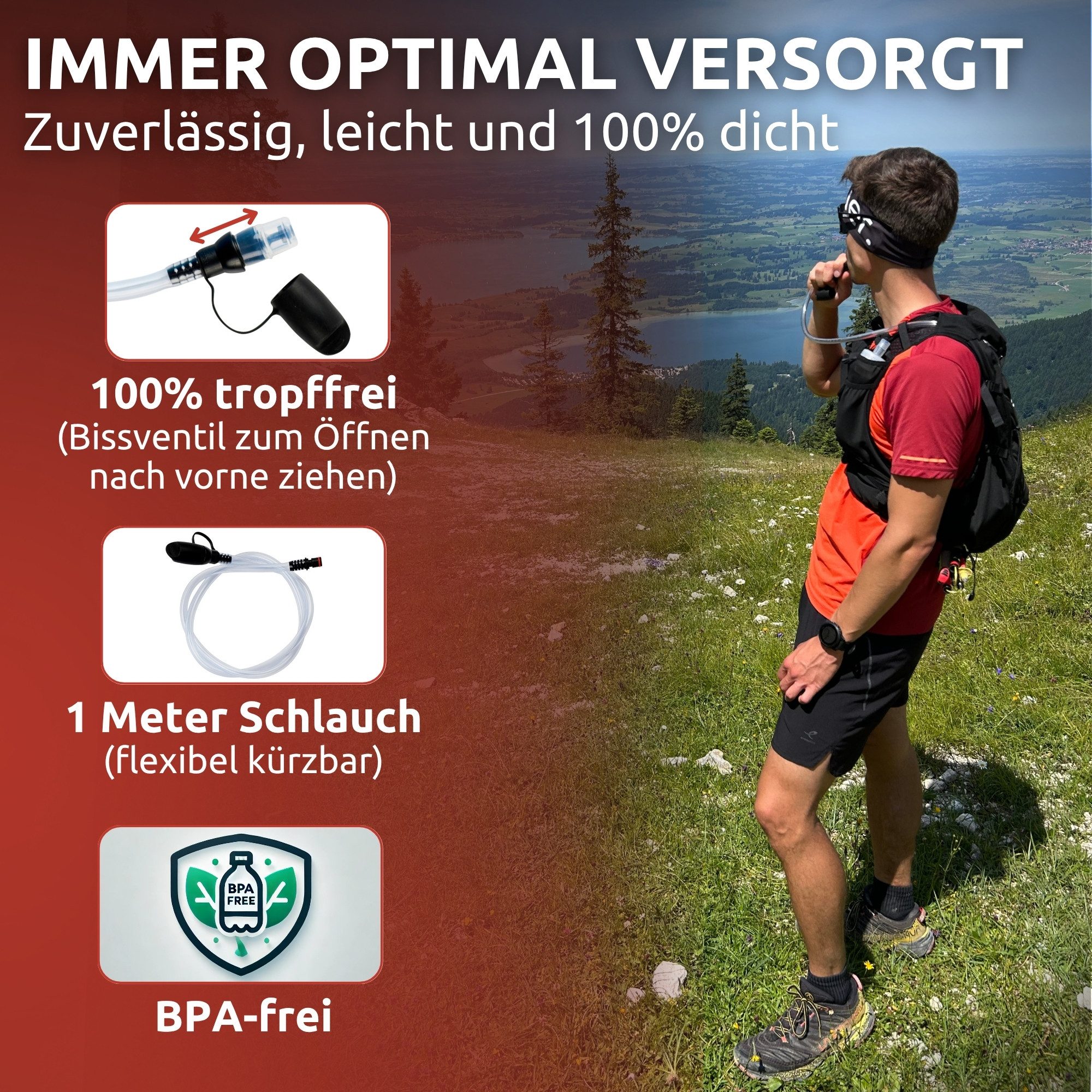 Poche à Eau Outdoor / Sac D'hydratation Avec Tuyau Et Valve - Neuf