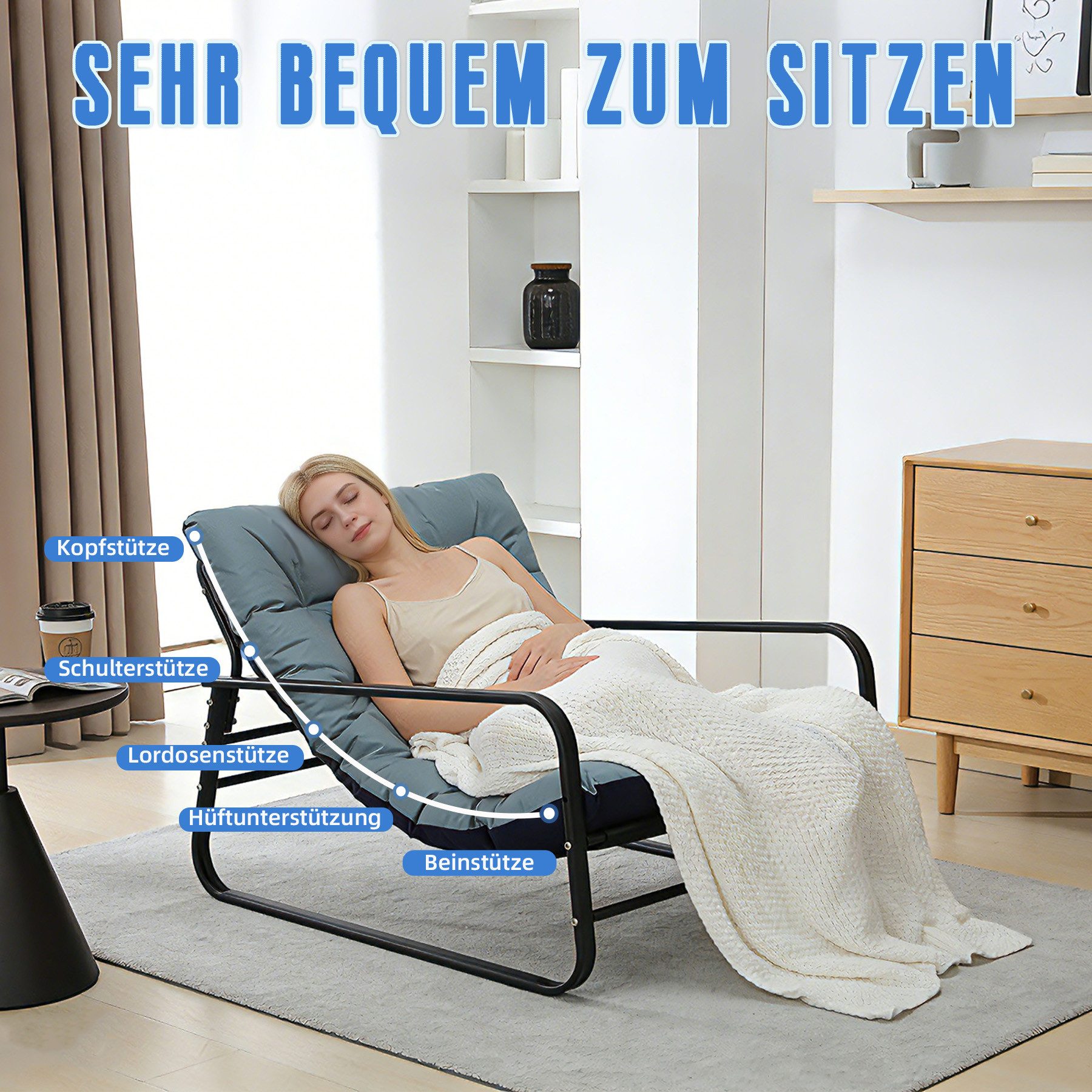 HomeMiYN Loungesessel Loungesessel Sessel Wohnzimmer Gartenliege mit Wendekissen (2er set,bestehend aus sessel mit Gepolsterten Kissen), für kinder,2 erwachsene