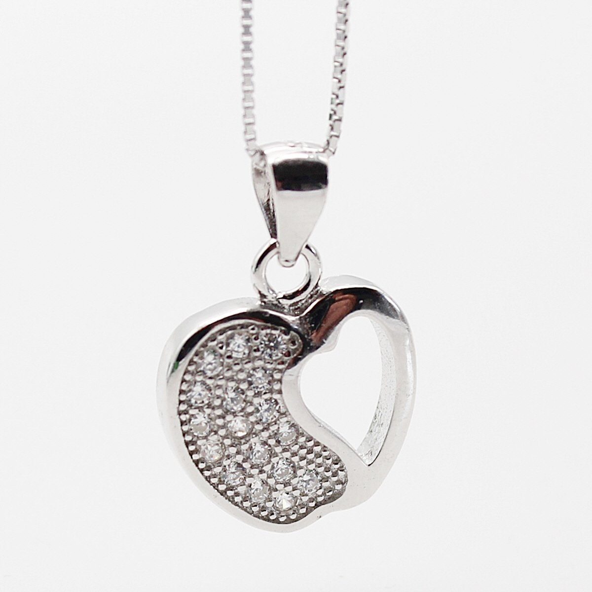 Geschenkschachtel ELLAWIL Sterling Halskette Damen 925), Silber 50 Zirkonia Herzkette Kette (Kettenlänge Anhänger mit Herz Silberkette Mädchen cm, inklusive