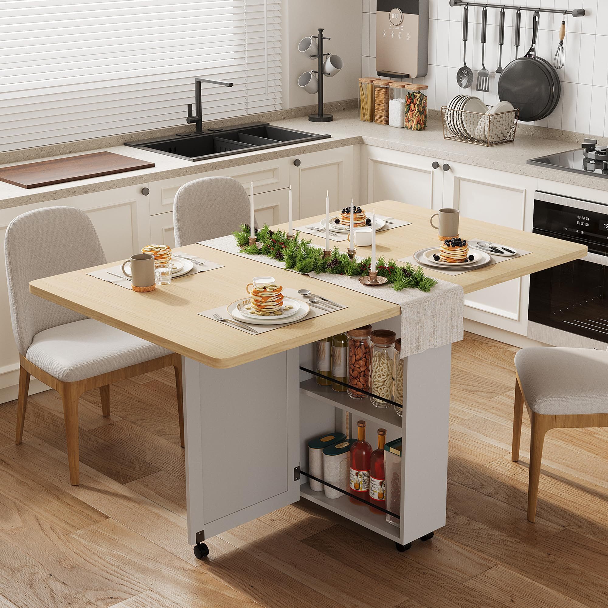 GarveeMore Esstisch Klappbarer Esstisch mit Speicherplatz sparender Küchentisch