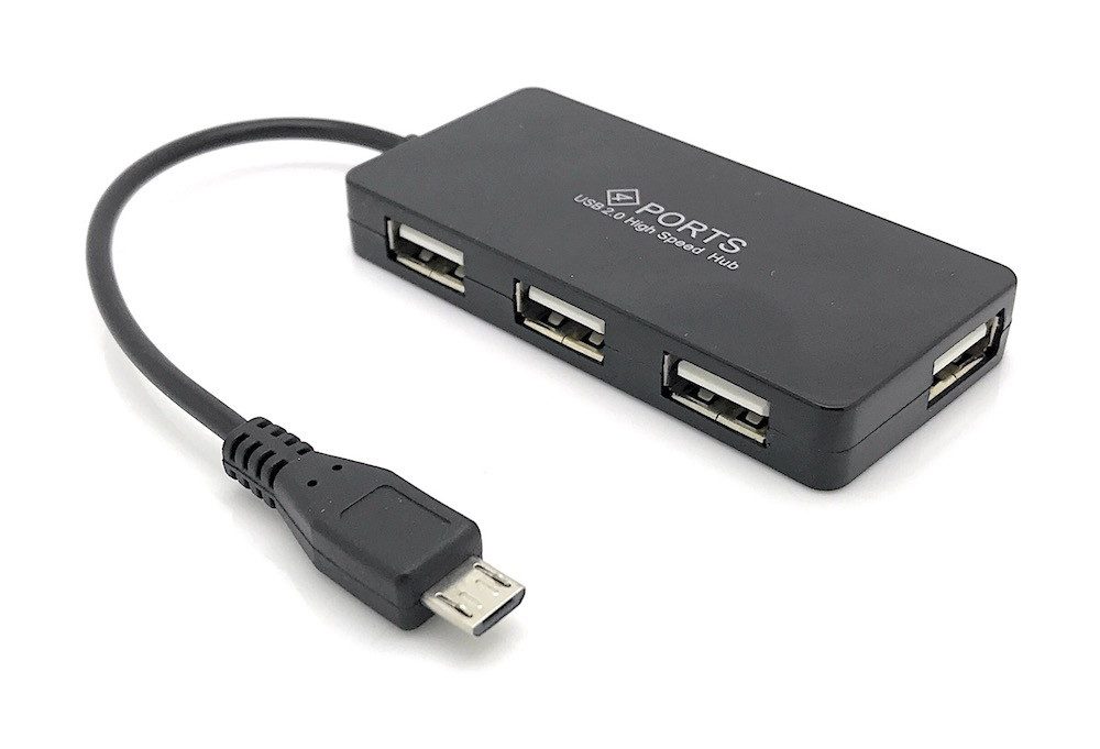 4 Port Micro USB 2.0 OTG Hub schwarz USB-Adapter