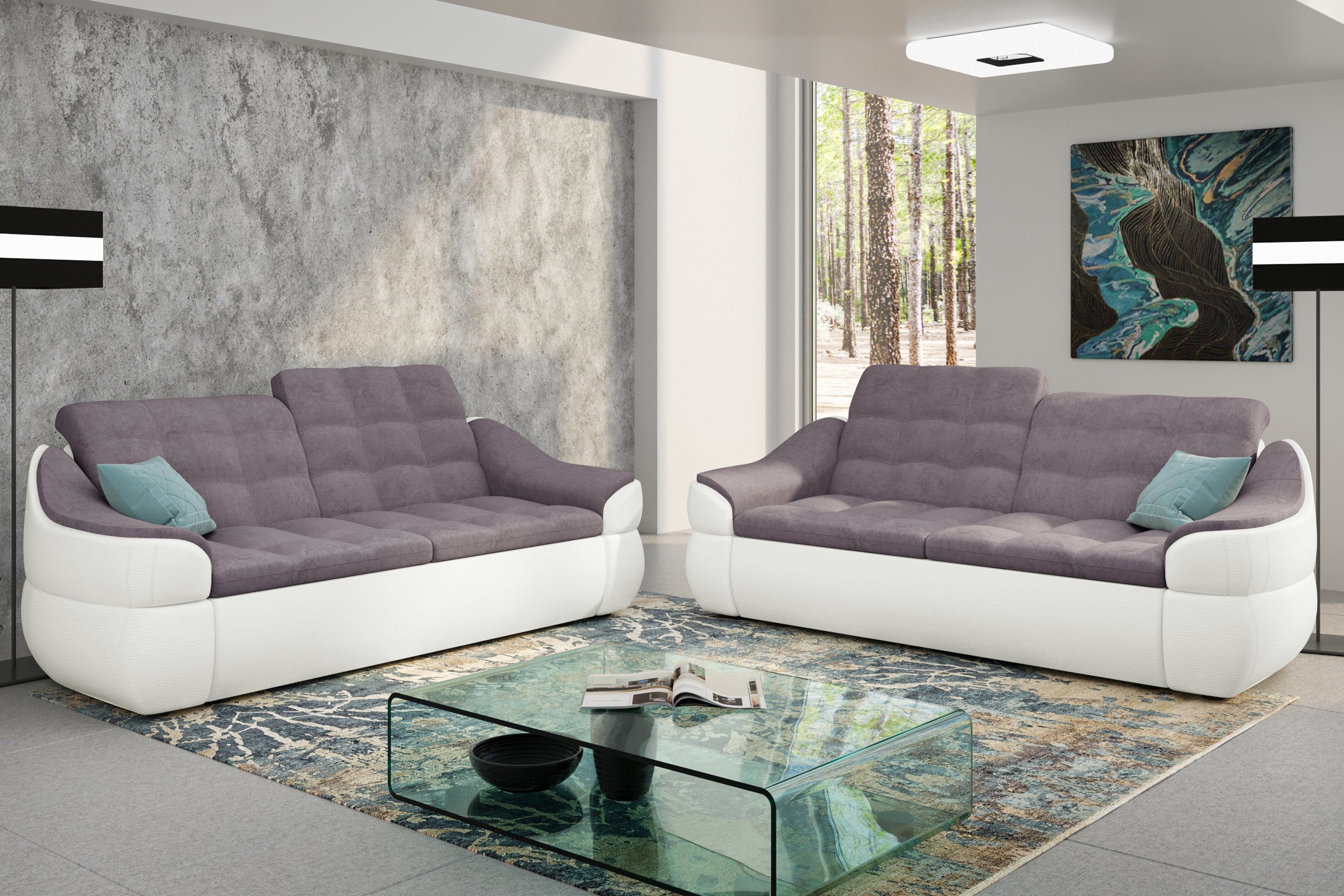 Stylefy Polstergarnitur Alisa, (Set (2-tlg), bestehend aus 2x2-Sitzer Sofa, Modern Design, made in Europa