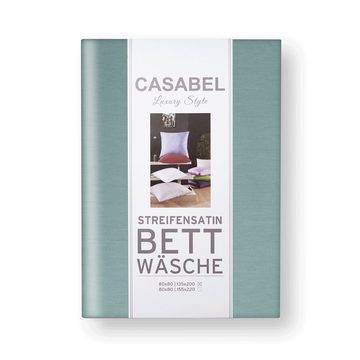 Bettwäsche Casabel Bettwäsche-Set aus Mako-Satin - Unifarben - Minzgrün, Brielle, 2 teilig, Mit Reißverschluss, 100% Baumwolle