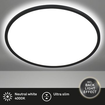 Briloner Leuchten LED Panel 7155-415, ultraflach, indirektes Licht, LED fest verbaut, Neutralweiß, Deckenlampe, 29,3x2,8cm, Schwarz, 18W, Wohnzimmer, Schlafzimmer, Flur