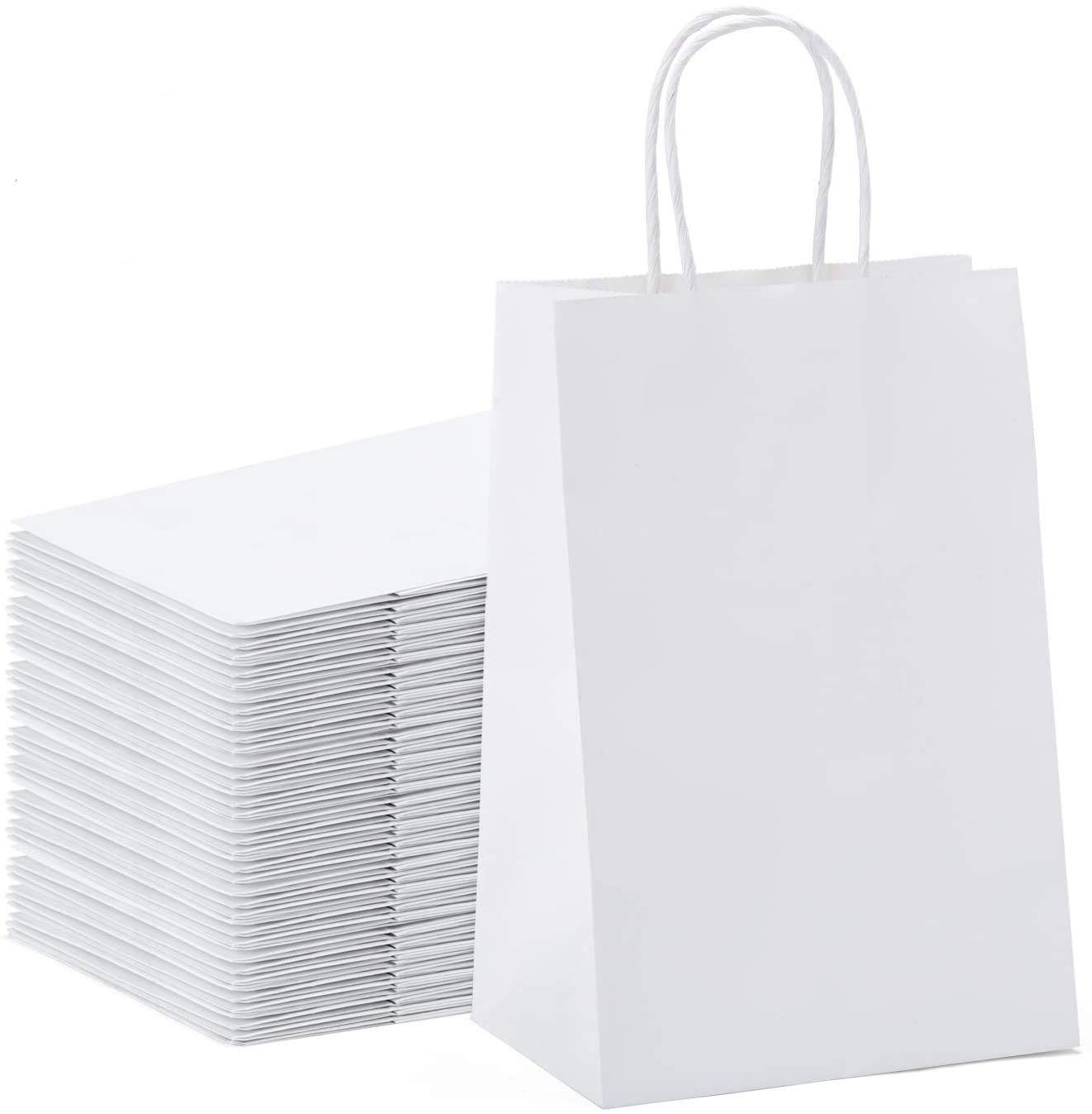 x Papiertüten, 20cm 13cm Papier 9,5cm Switory Griff, x Weiß mit (100St), Kraft Tragetasche, Geschenkpapier Geschenktüten Kraft