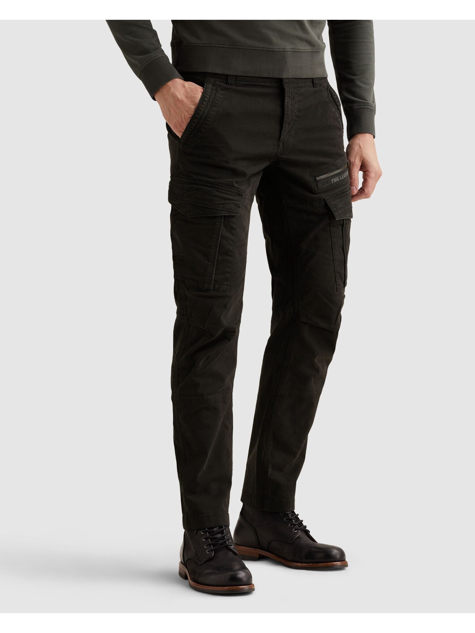 PME LEGEND Cargohose Nordrop Stretch Twill mit Logo Stickerei