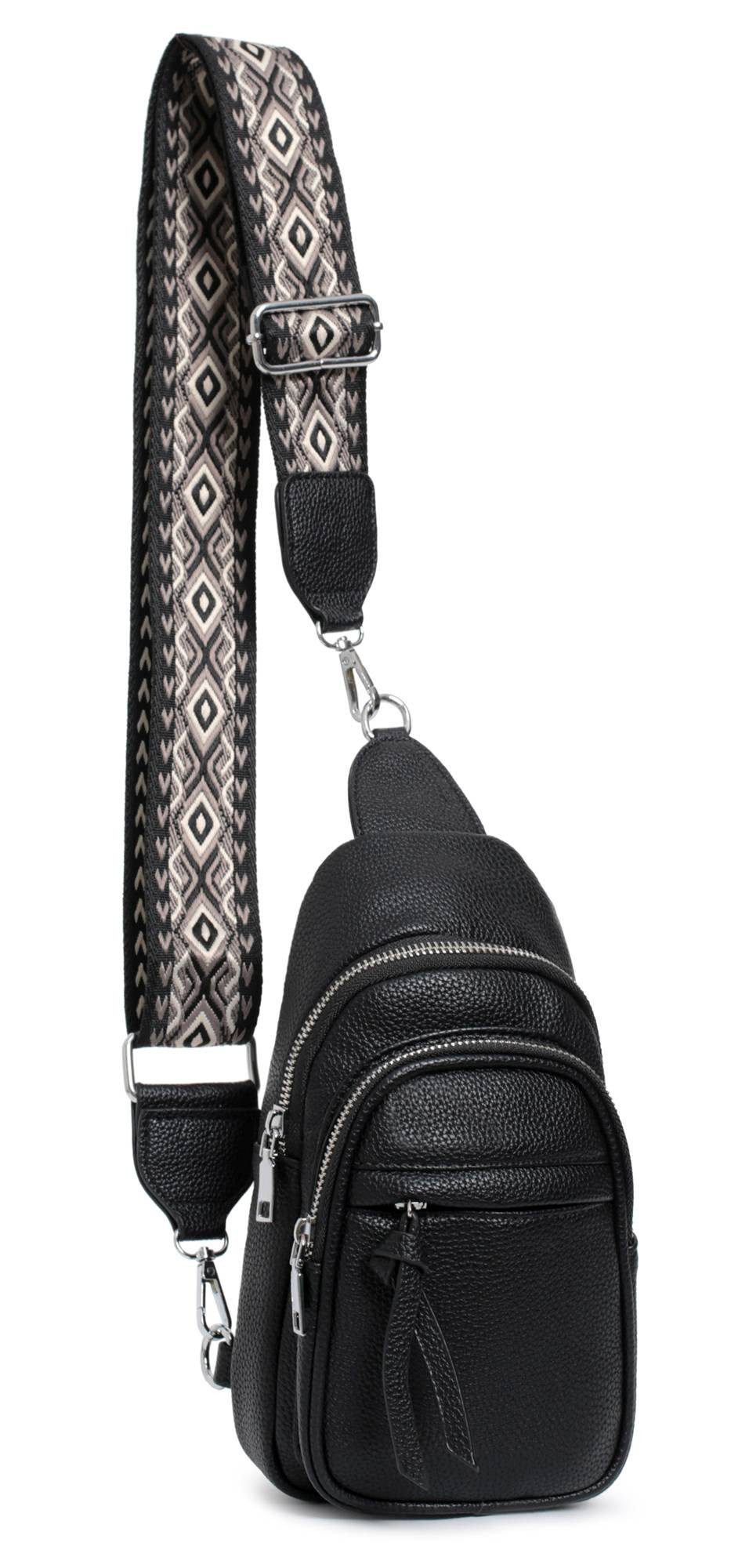 ITALYSHOP24 Schultertasche Unisex Sling-Tasche Bodybag Crossbody Brusttasche, Umhängetasche, Crossover & Rucksack