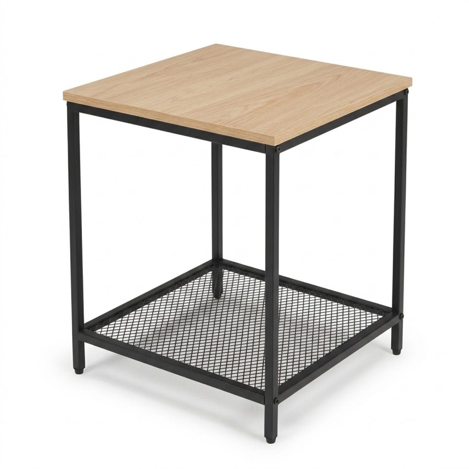 SCENA LIVING Beistelltisch Quadratischer Beistelltisch mit Ablage aus Gitter, 45 × 45 × 55 cm