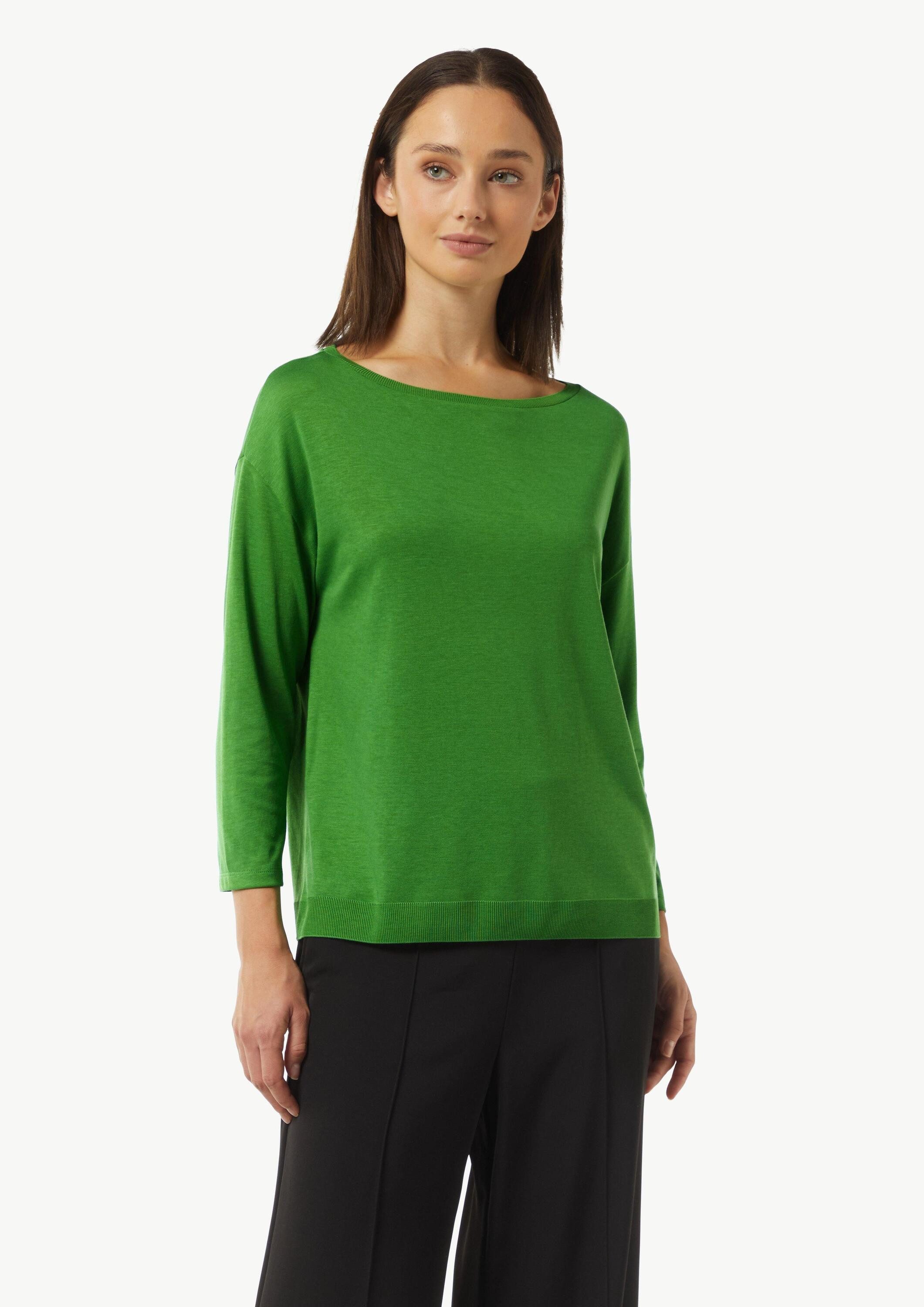 comma Langarmshirt T-Shirt Longsleeve aus Strickjersey mit U-Boot-Ausschnit günstig online kaufen