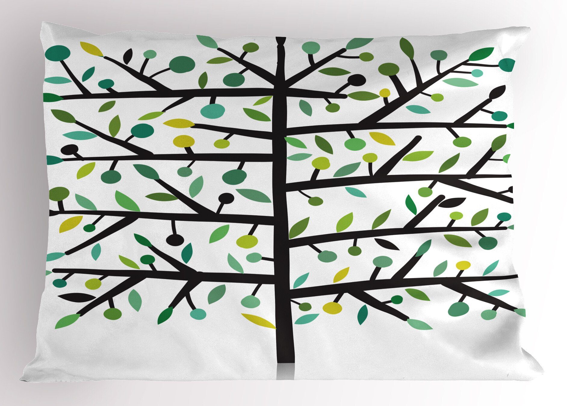Baum-Zweige Standard Baum (1 Blätter Kissenbezug, King Abakuhaus Gedruckter Kissenbezüge Dekorativer Stück), Geometrische Size