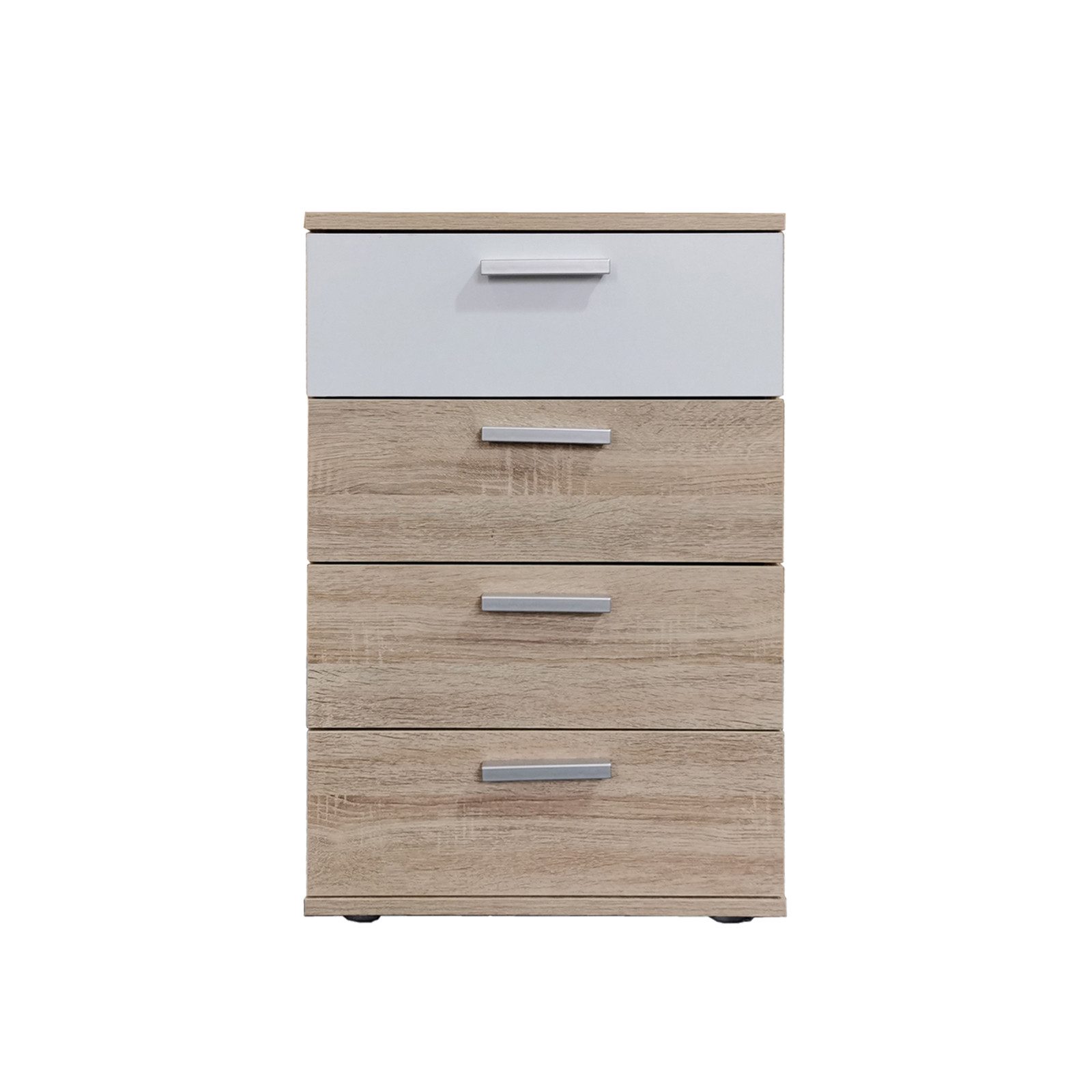 HTI-Living Nachtschrank Nachtkommode 4 Schubladen Nina Sonoma Weiß (Stück, günstig online kaufen