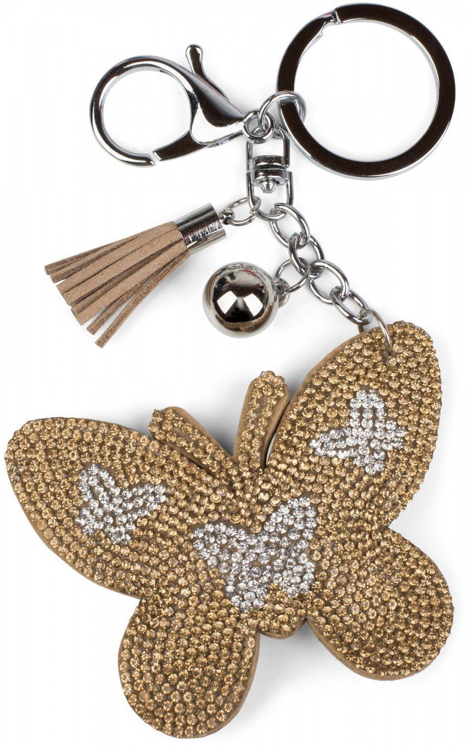 Strass Schlüsselanhänger styleBREAKER Schmetterling (1-tlg), mit Braun-Braun Schlüsselanhänger