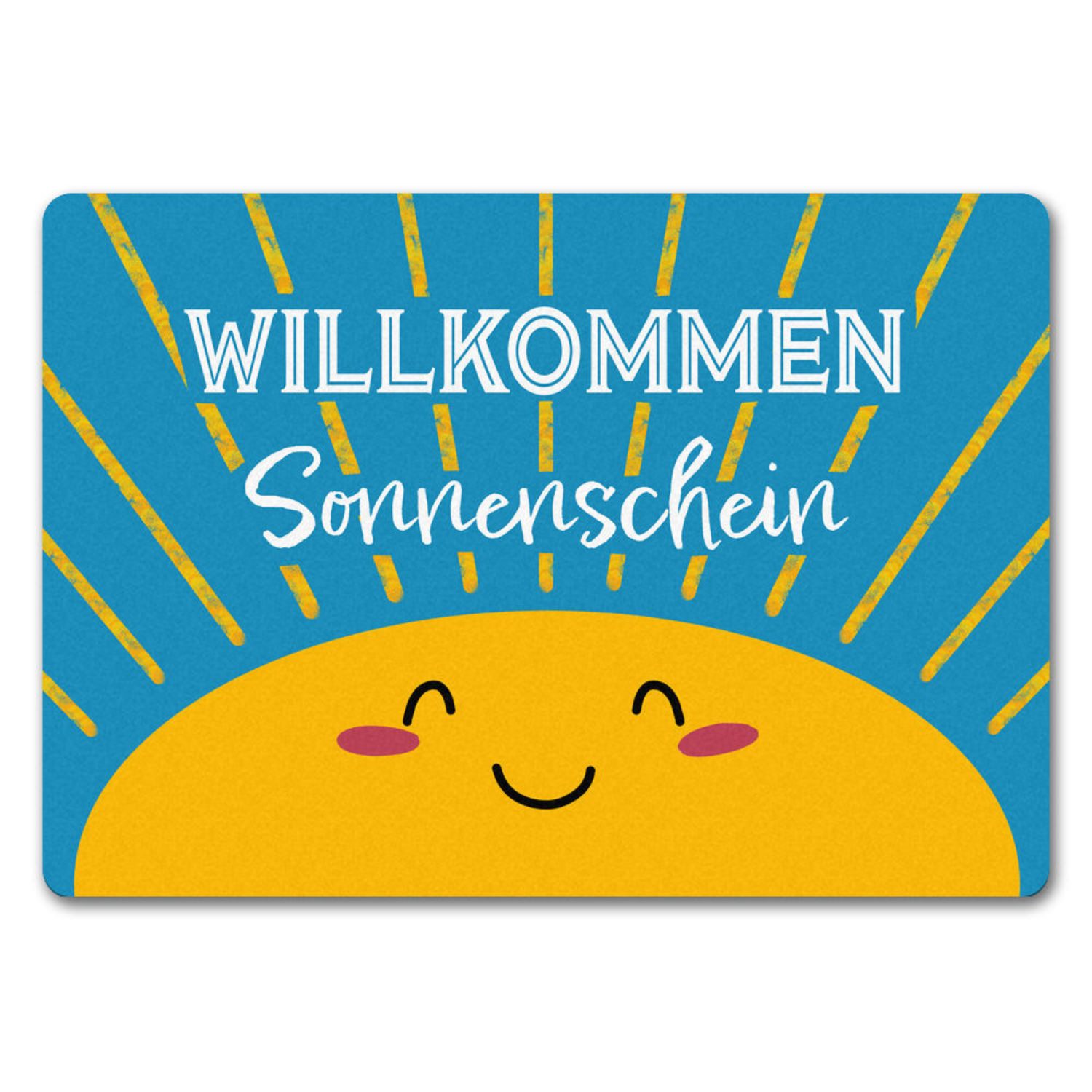 Fußmatte Willkommen Sonnenschein Fußmatte in 35x50 cm ohne Rand in blau