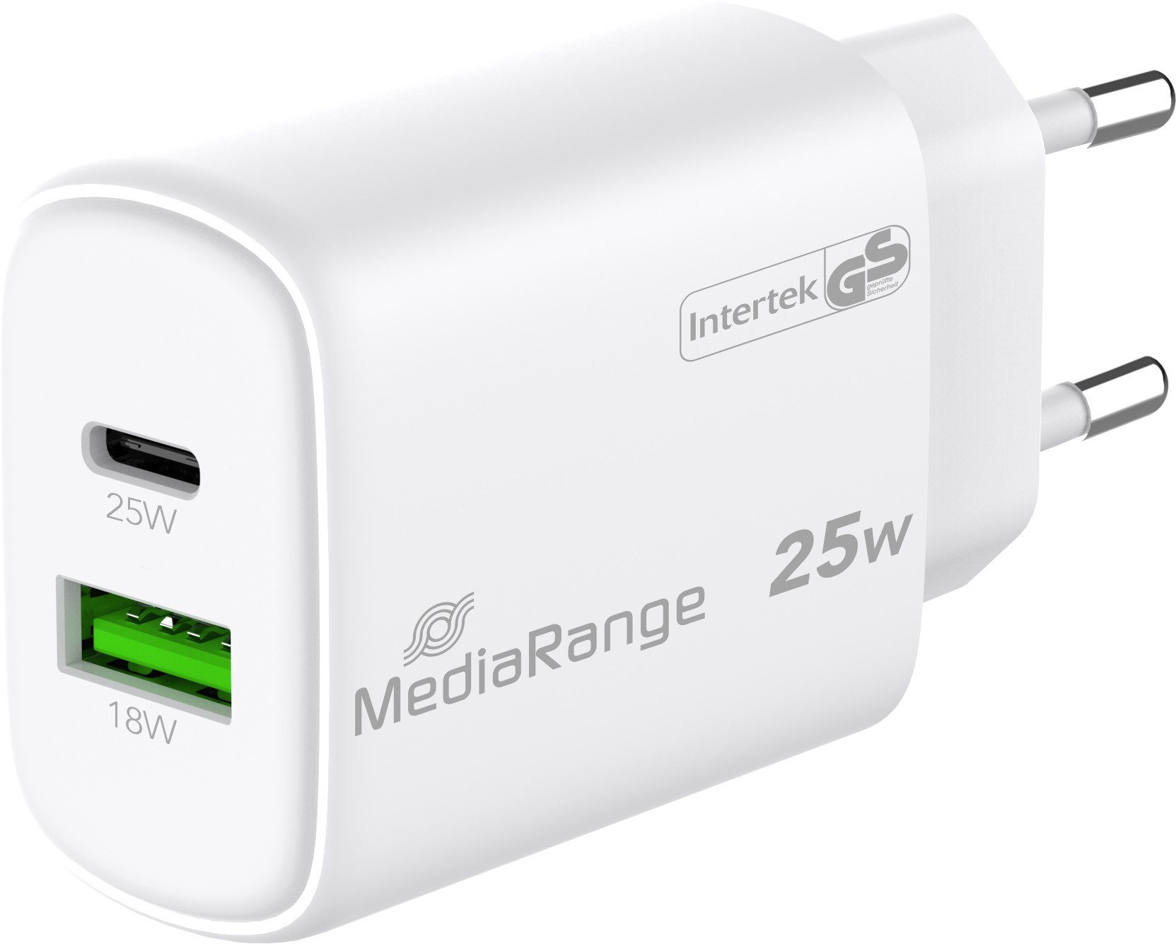 Mediarange Mediarange Ladegerät Power Adapter 25 Watt GaN 1x USB-A + 1x USB-C USB-Ladegerät