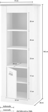 Home affaire Midischrank SHERWOOD in modernem Holz Dekor, mit Apothekergriffen aus Metall, Höhe 146 cm