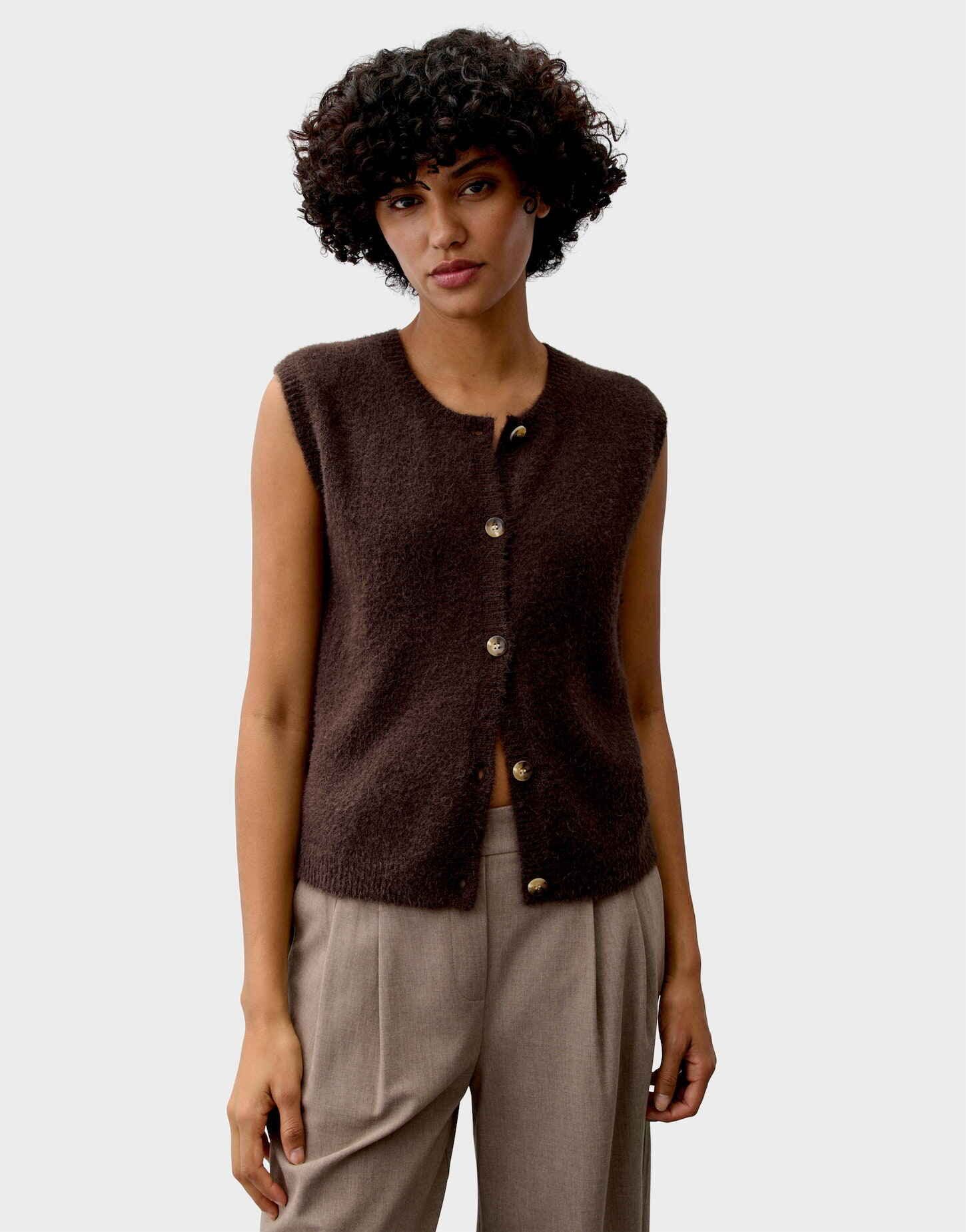 OPUS PANTS Strickweste Strickweste im Alpaka Woll Mix Regular Fit