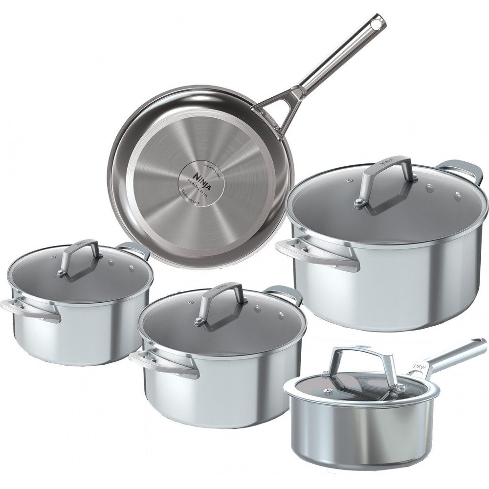 NINJA Pfannen-Set C65000DE ZEROSTICK Topf-Pfannenset 5-teilig Edelstahl