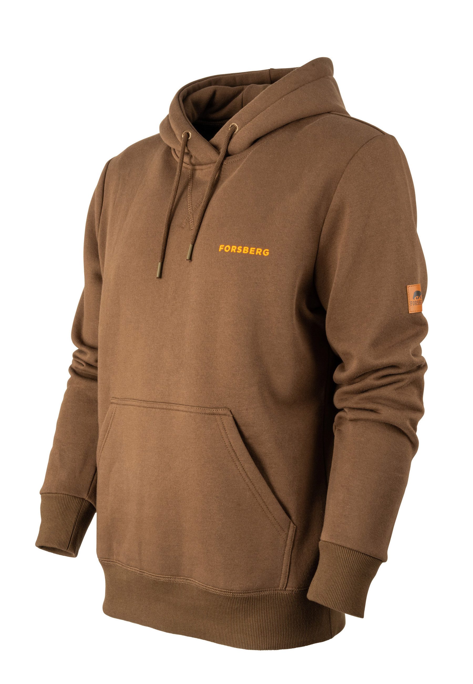FORSBERG T-Shirt brauner Hoodie mit Logo auf Brust und Rücken