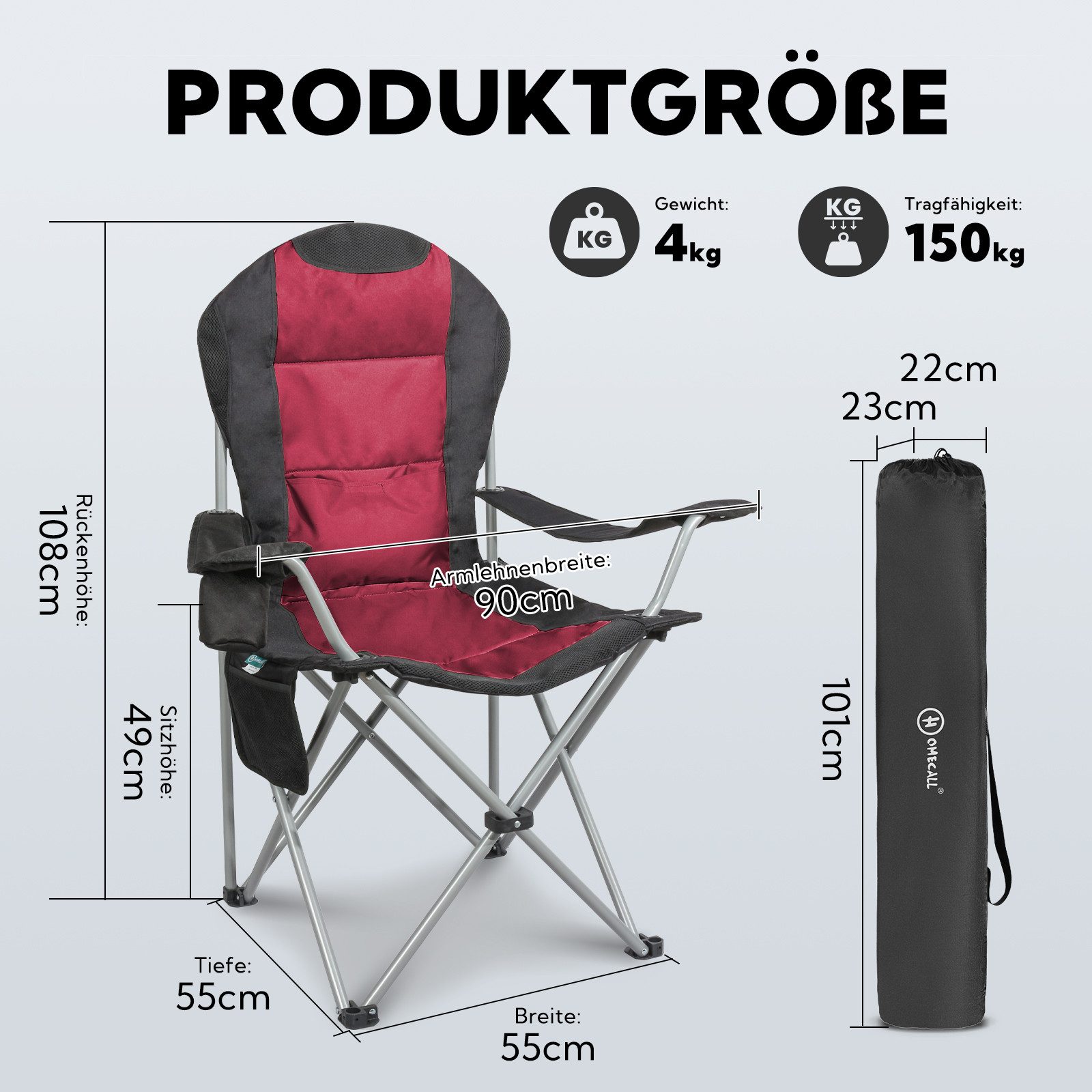 HOMECALL Campingstuhl Hochlehner Klappstuhl Gartenstuhl Angelstuhl, günstig online kaufen