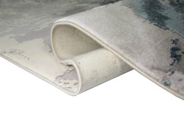 Wollteppich Wollteppich Marmorteppich Moderner Teppich Abstrakt in Grau Blau Creme, Teppich-Traum, rechteckig, Höhe: 12 mm, Wollteppich