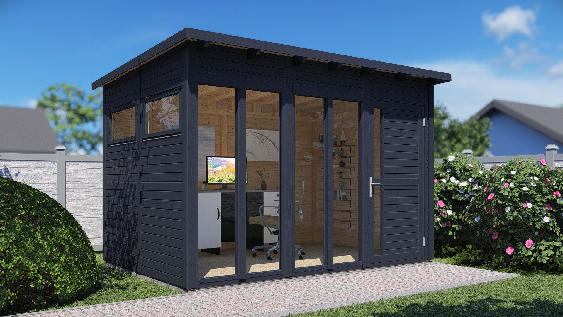 BERTILO Gartenhaus Pentus 3 Office, in verschiedenen Farben, BxT: 359x266 cm