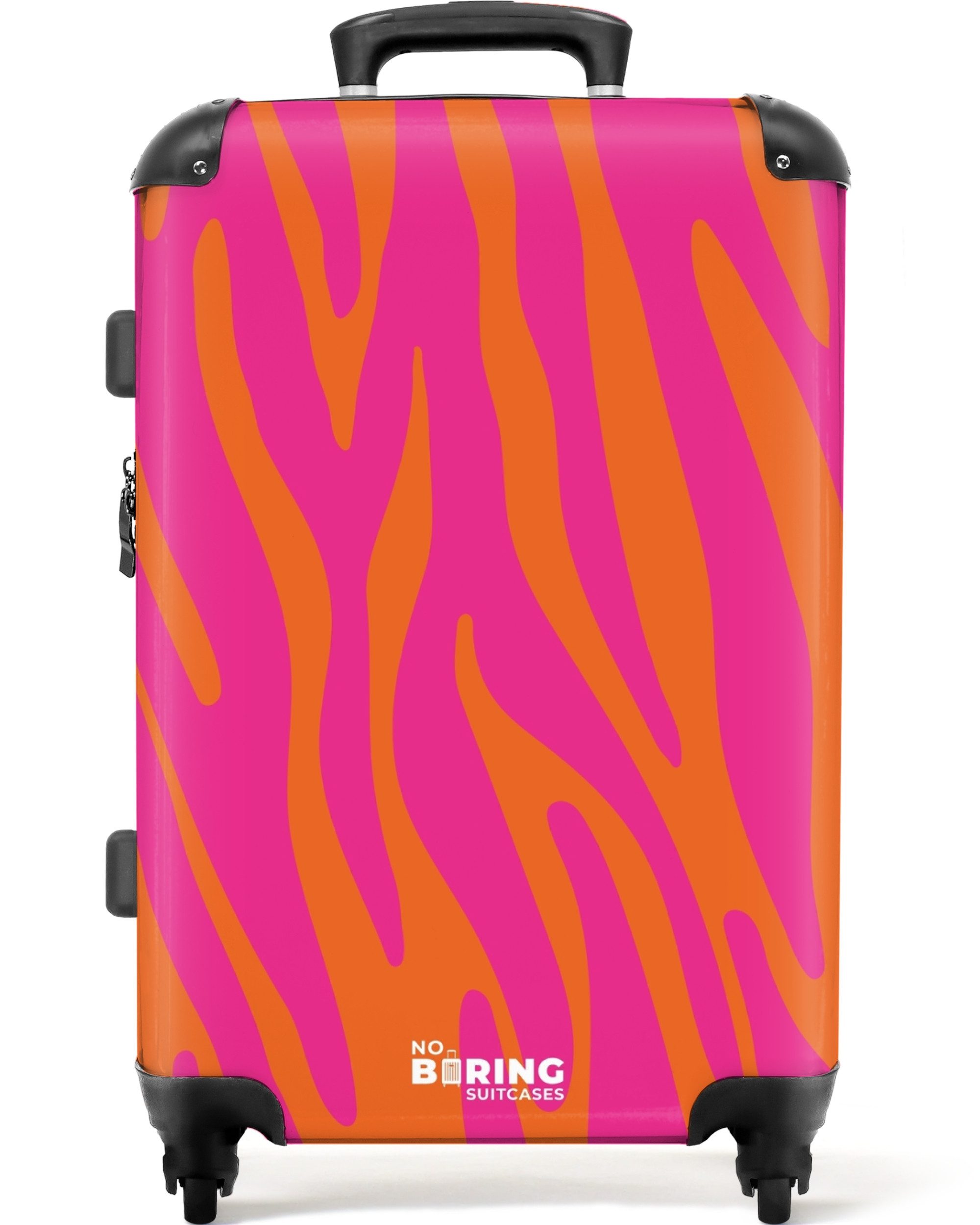 NoBoringSuitcases.com© Hartschalen-Trolley Rosa und orangefarbener Zebradru günstig online kaufen