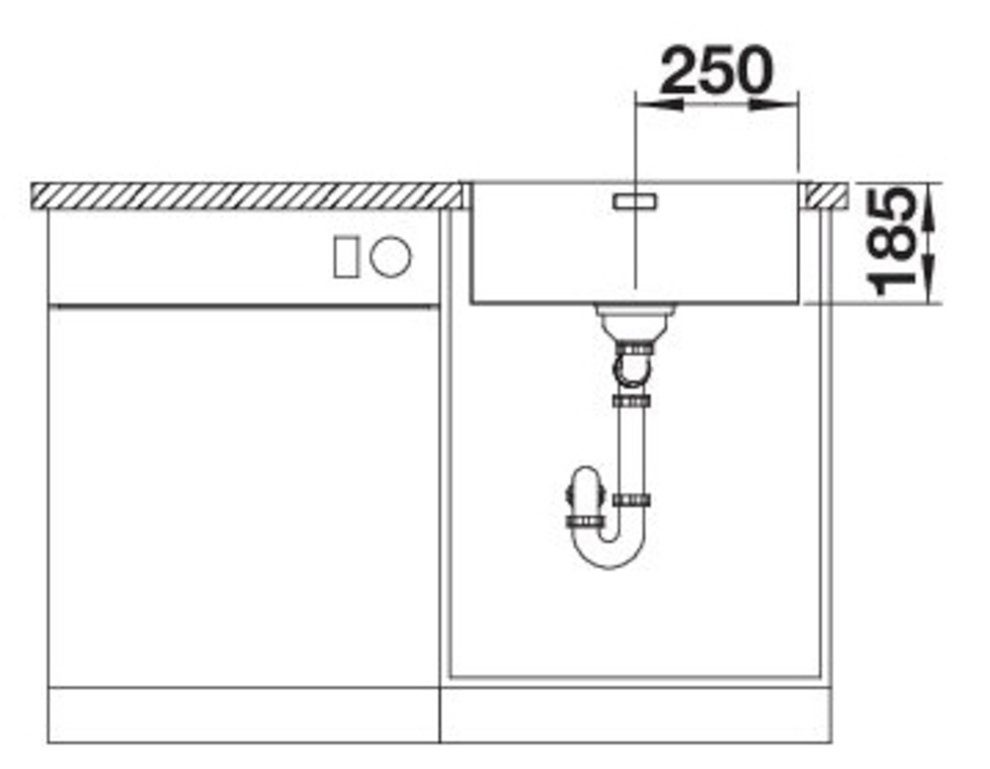 Blanco Edelstahlspüle SOLIS 500-IF, eckig, 44/54 cm, (1 St), zum wechselseitigen Einbau geeignet
