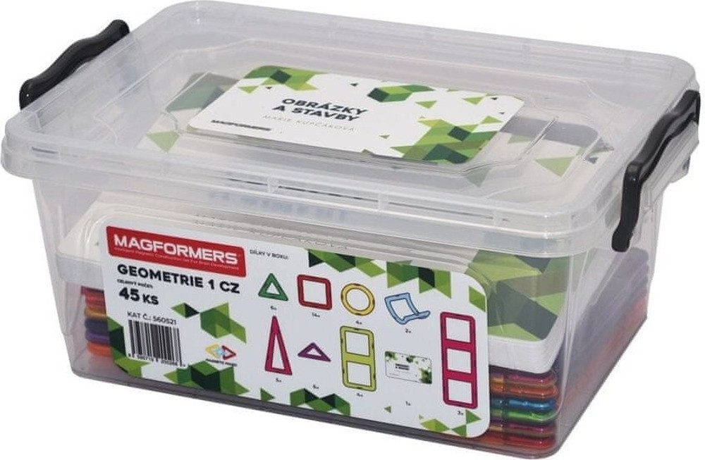MAGFORMERS MAGFORMERS Geometrie 1: Obrázky a stavby - box 45 dílků Magnetspielbausteine