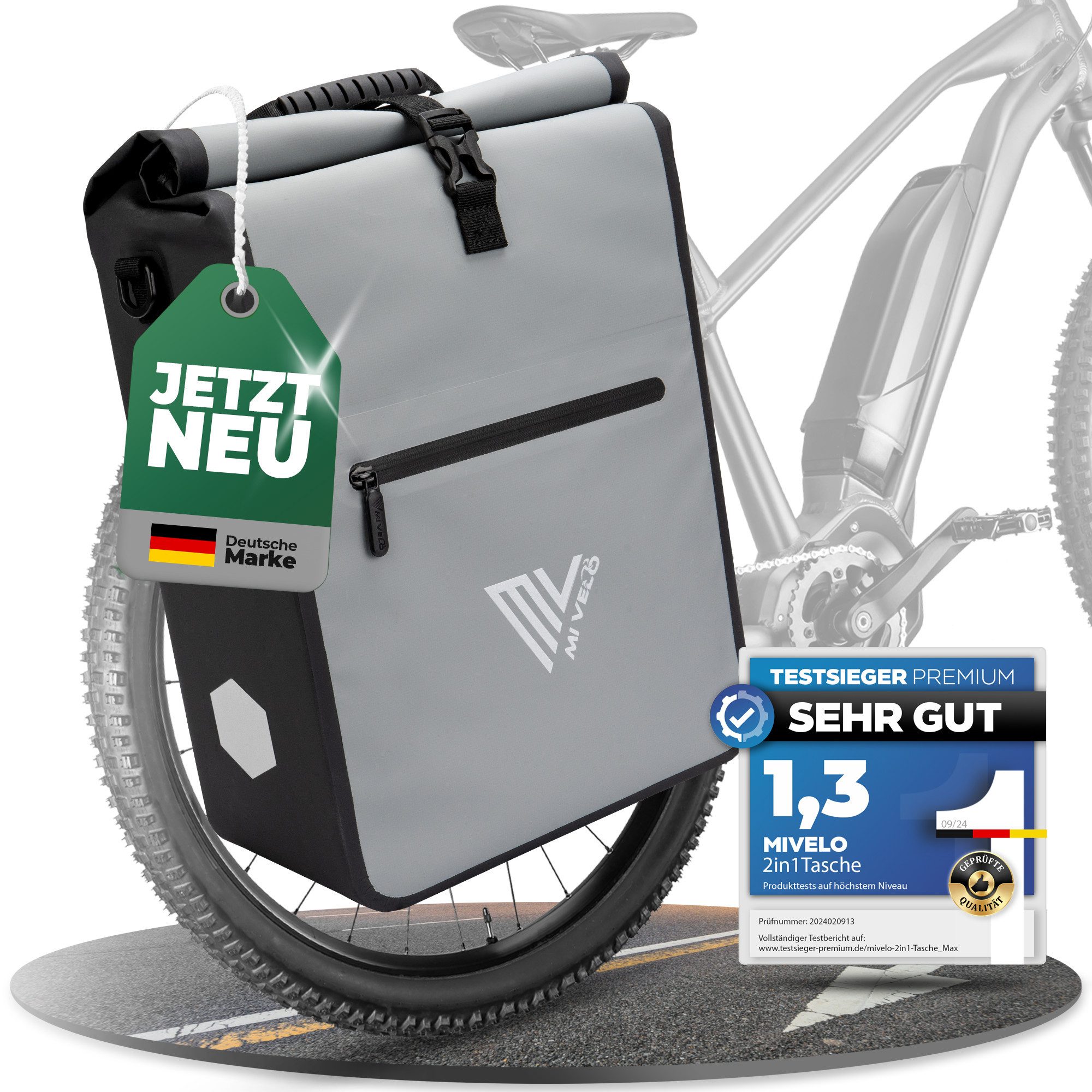 MIVELO Fahrradtasche 2in1 Gepäckträgertasche für Fahrrad wasserdicht, 25 Liter Volumen