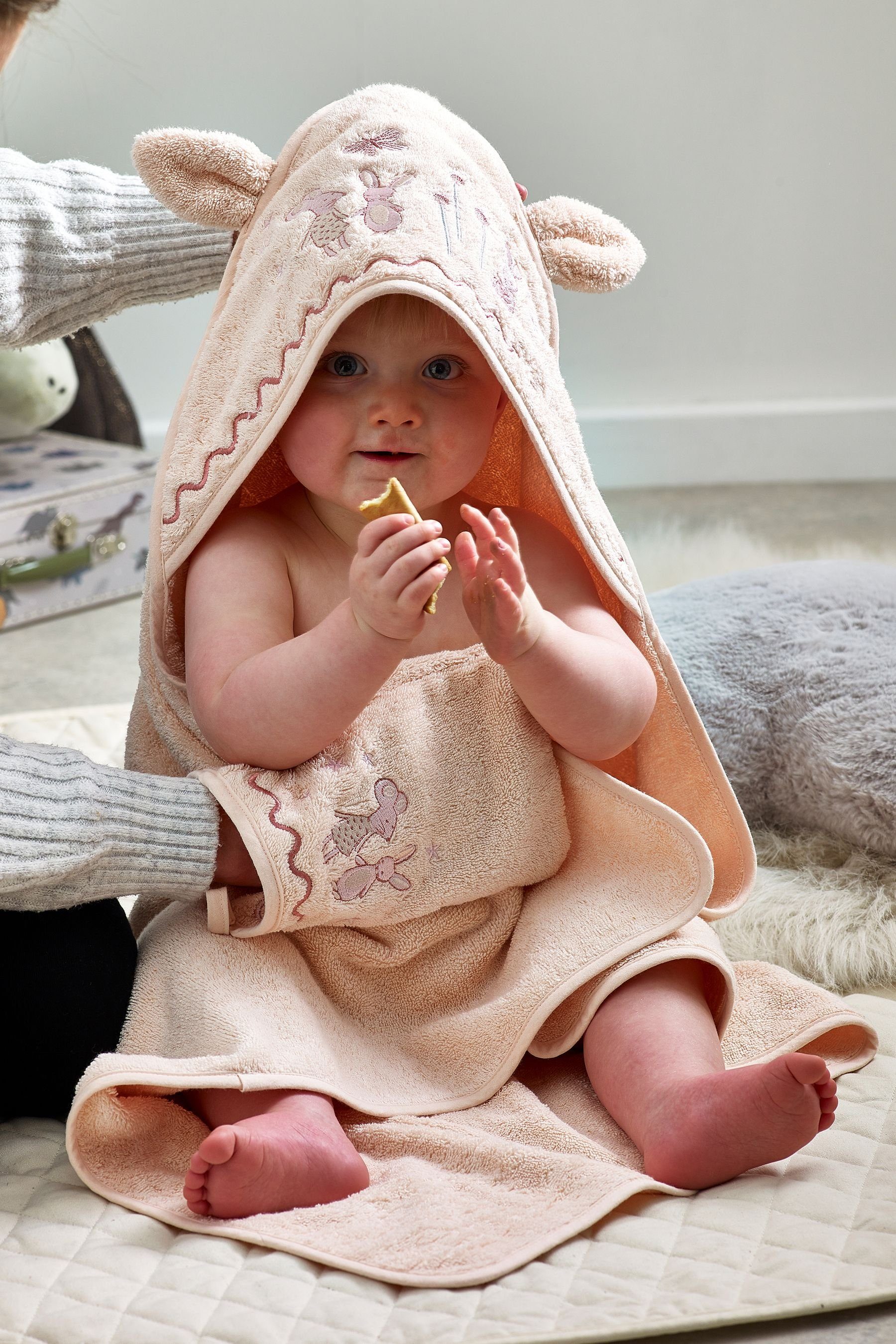 aus Kapuze Baumwolle Handtuch (2-St) Handtücher Bunnies Pink mit Neugeborene, Next für