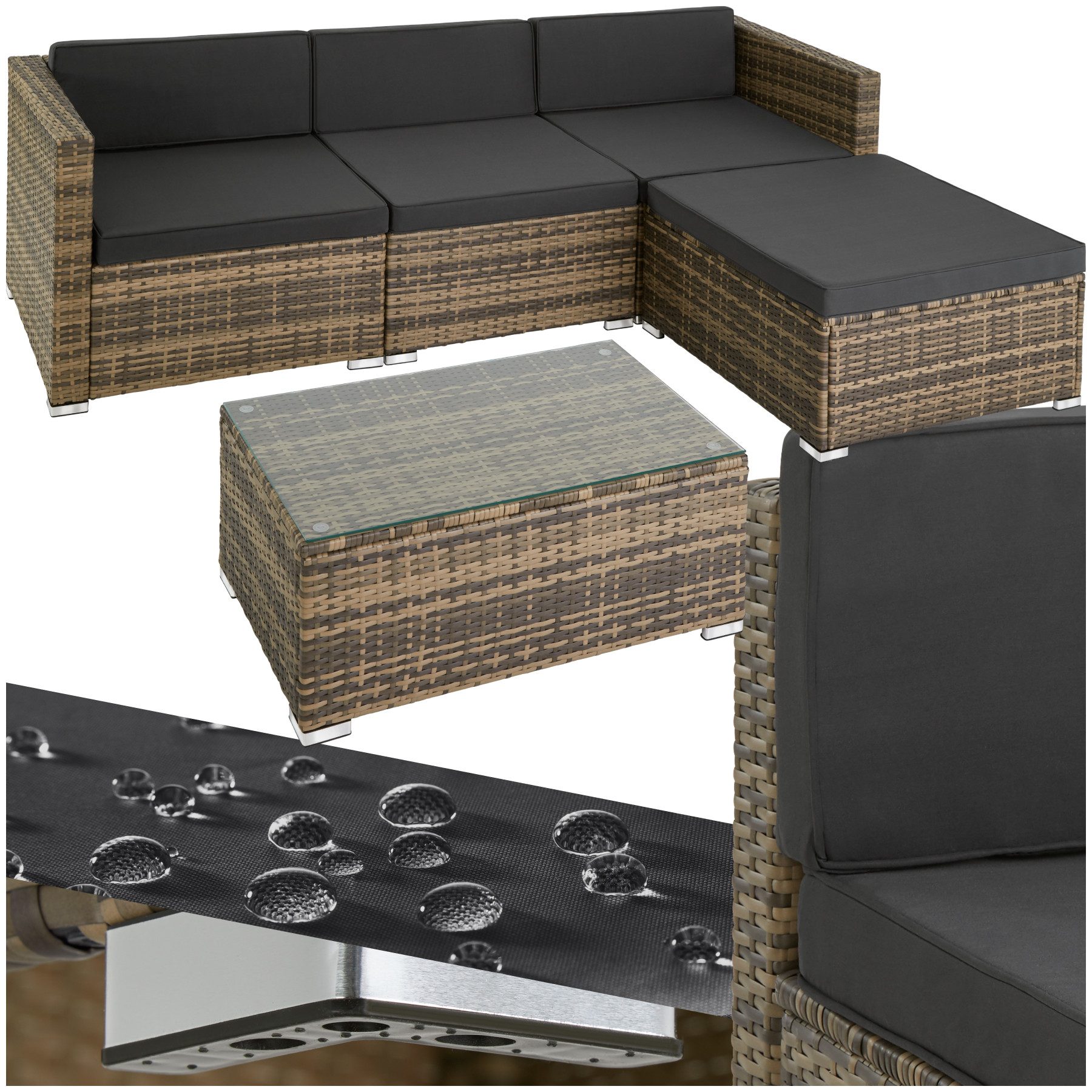 tectake Loungeset Rattan Lounge, (Set., 5-tlg), günstig online kaufen