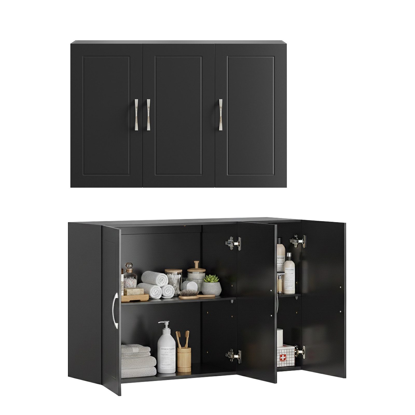 SoBuy Hängeschrank FRG231, Wandschrank Badezimmerschrank Küchenschrank Badschrank mit 2/3 Türen, mit verstellbaren Ablagen, 30 x 60 x 60/90cm