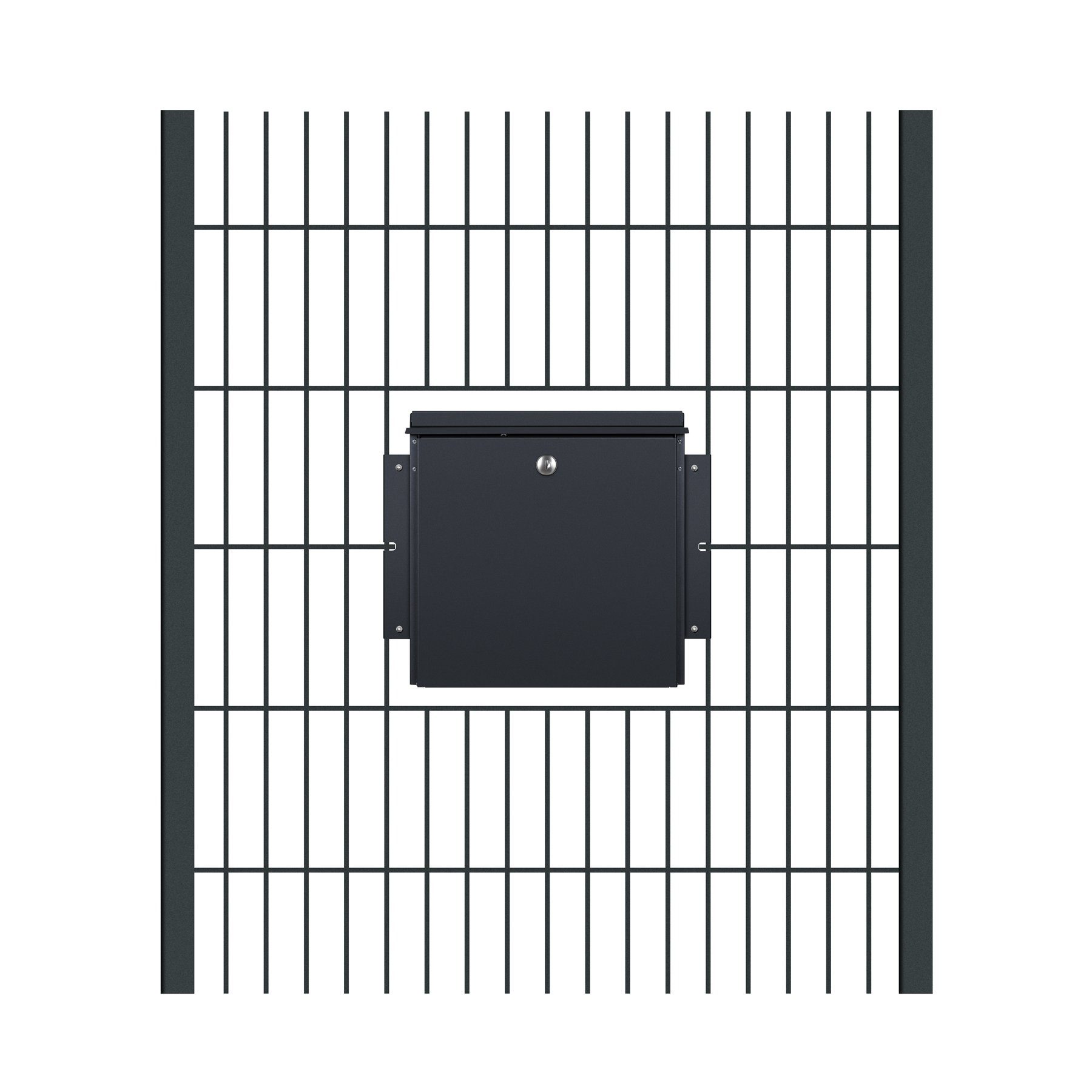 ZBox Briefkasten MOCAVI für anthrazit (RAL Befestigungsset 7016) 111 MOCAVI an Stabmattenwinkelset Stabmattenzaun MOCAVI