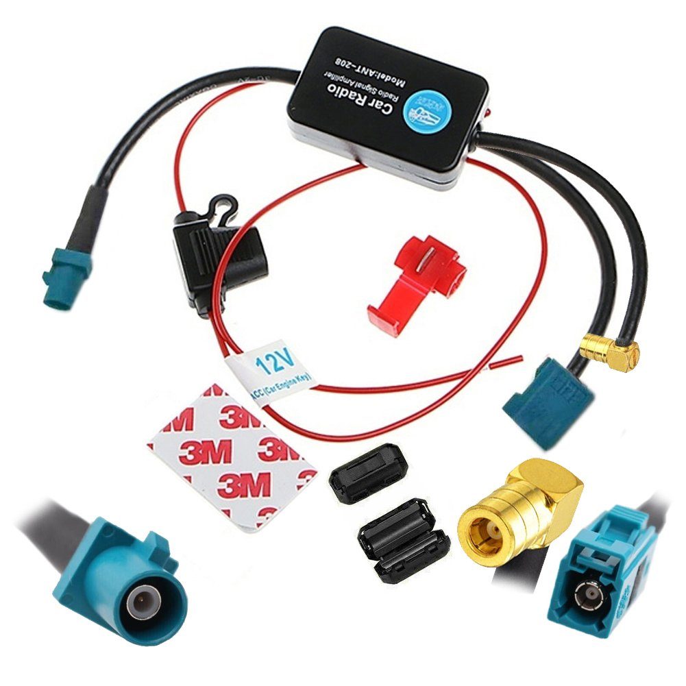 Bolwins A83 Signalverstärker DAB Fakra SMB Radio Antennenadapter FM Verstärker Audioverstärker (Anzahl Kanäle: 1, 6 W, FM & DAB+, Signal Verstärkung)
