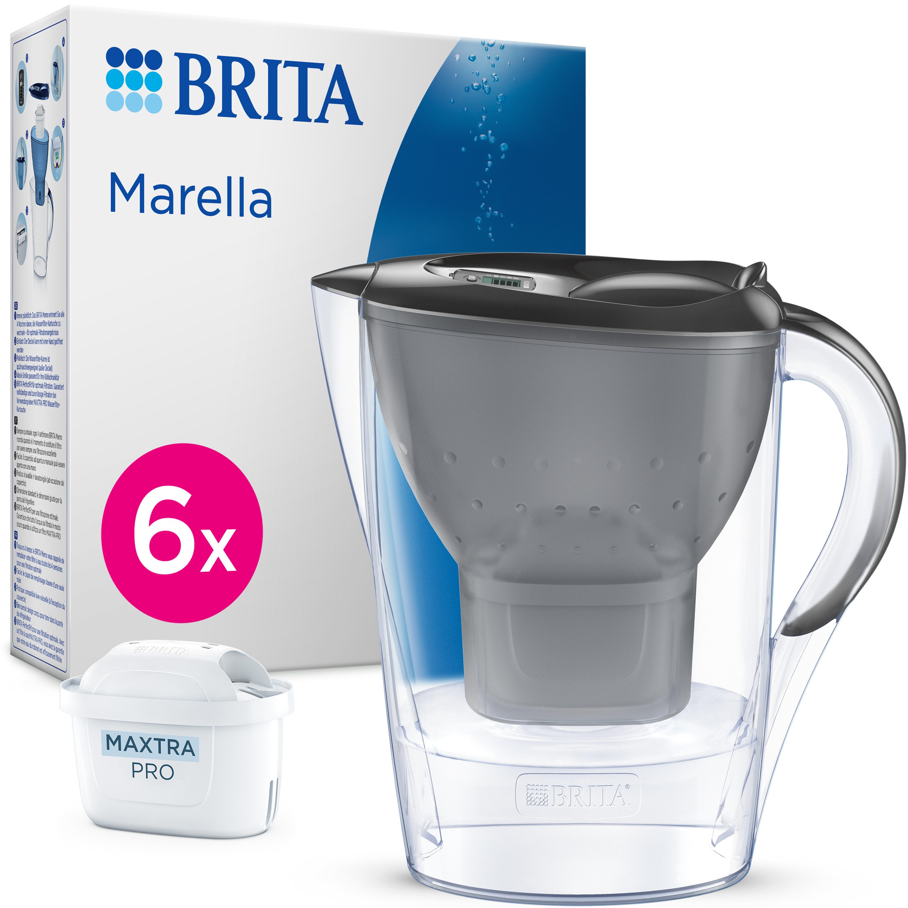 BRITA Wasserfilter Marella, inkl. 6 MAXTRA PRO ALL-IN-1 Filterkartusche