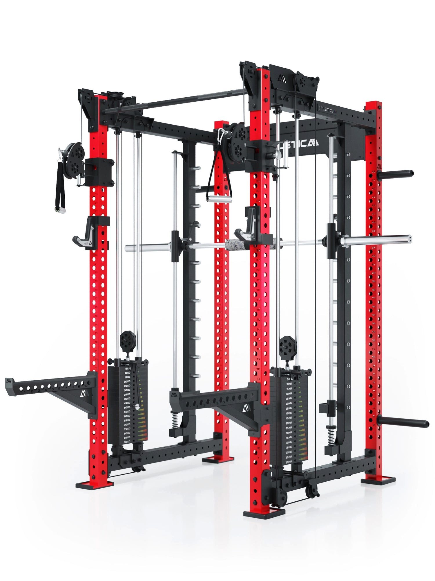 ATLETICA Power Rack R8 Bradley Combat, 180kg Weight Stack, Sportscar Red, Power Rack