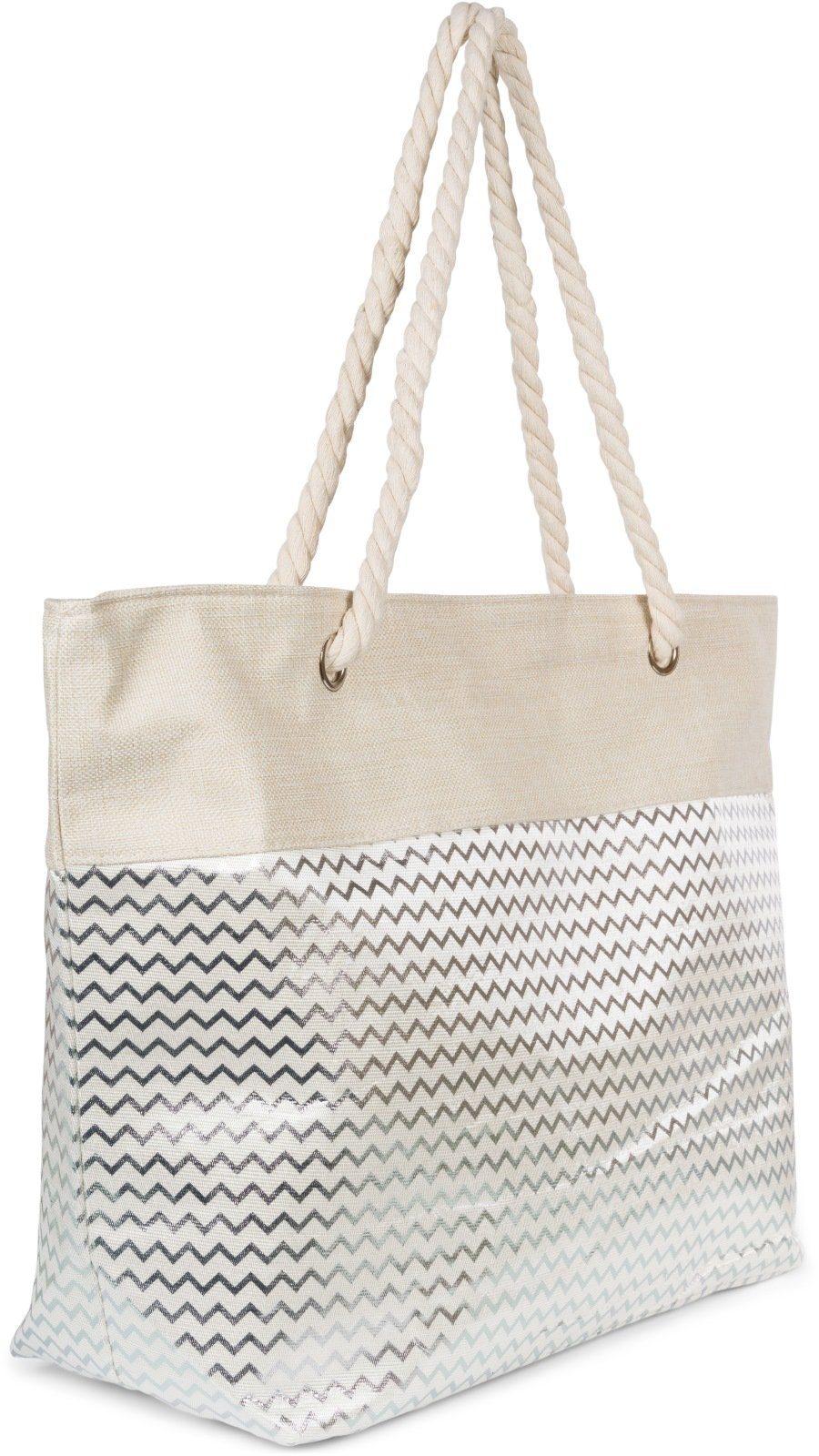 styleBREAKER Strandtasche Strandtasche Metallic Zick-Zack (1-tlg)