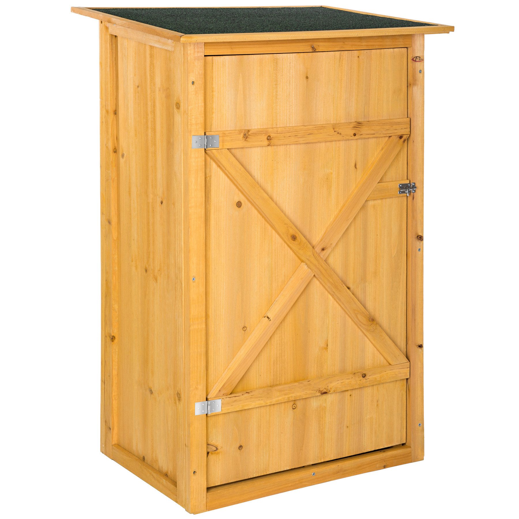 tectake Geräteschrank Gartenschrank, 75 x 56 x 118 cm, gefertigt aus imprägniertem (Terrassenschrank Taman, 1-St., in braun) Zwei Regalböden, Dachpappe aus Bitumen, mit Riegelverschluss