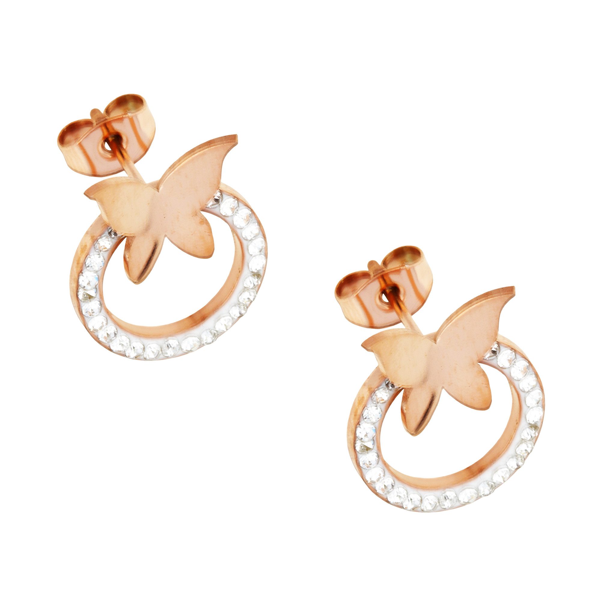 LÖB Paar Ohrstecker 750er Roségold Vergoldet Edelstahl Ohrringe Schmetterli günstig online kaufen