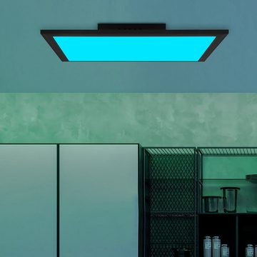 Lightbox LED Deckenleuchte, CCT - über Fernbedienung, LED fest integriert, warmweiß - kaltweiß, RGB-Farbwechsel, 40 x 40 cm, 2400 lm, dimmbar, Memoryfunktion, schwarz