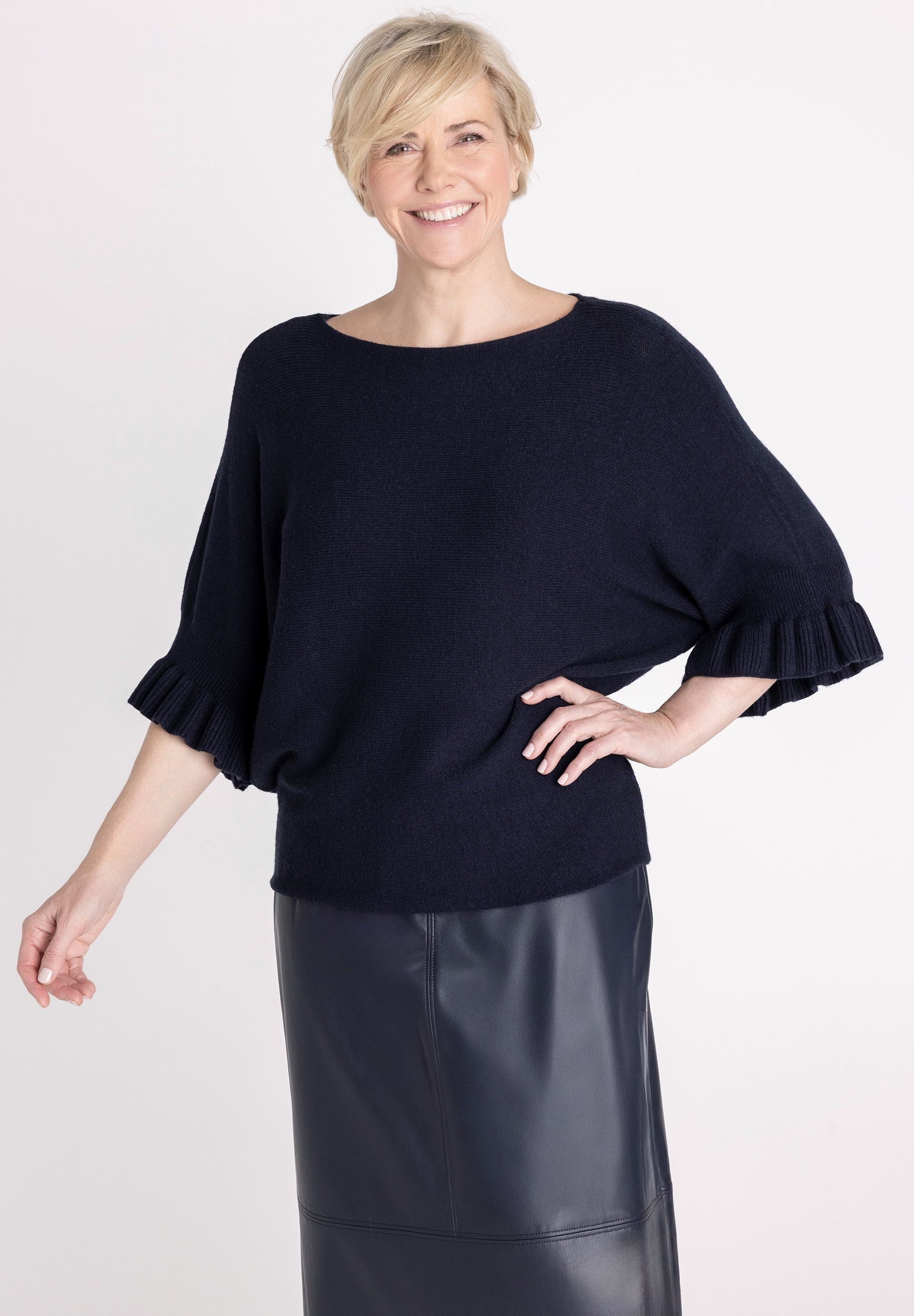 FRANK WALDER Strickpullover mit Raffung