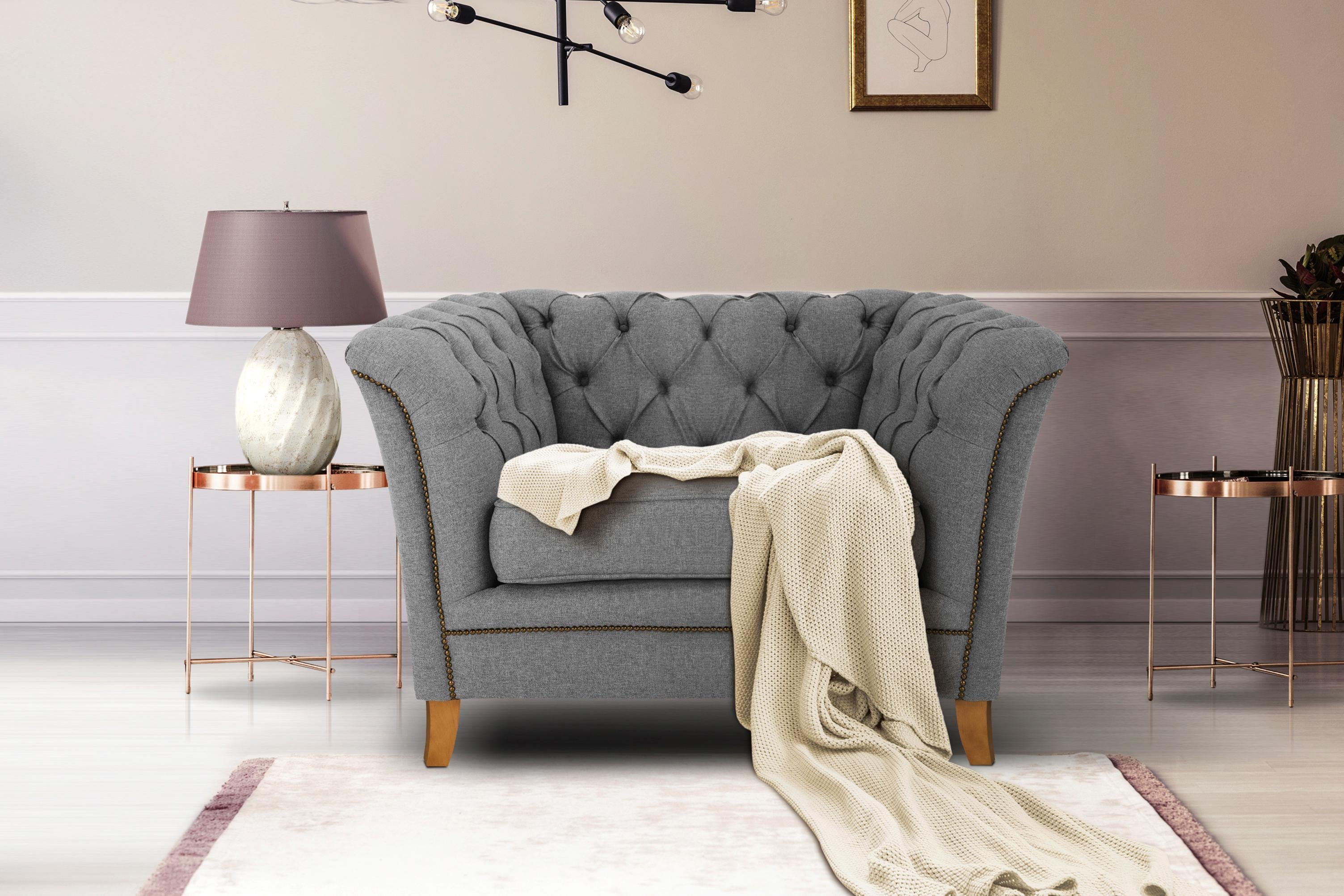 Home affaire Sessel Newport modernes Chesterfield, günstig online kaufen