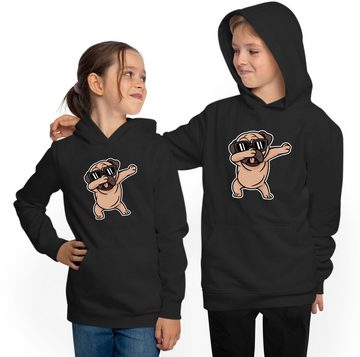 MyDesign24 Hoodie Kinder Kapuzen Sweatshirt Hunde Hoodie dab tanzender Hund Kapuzensweater mit Aufdruck, i238
