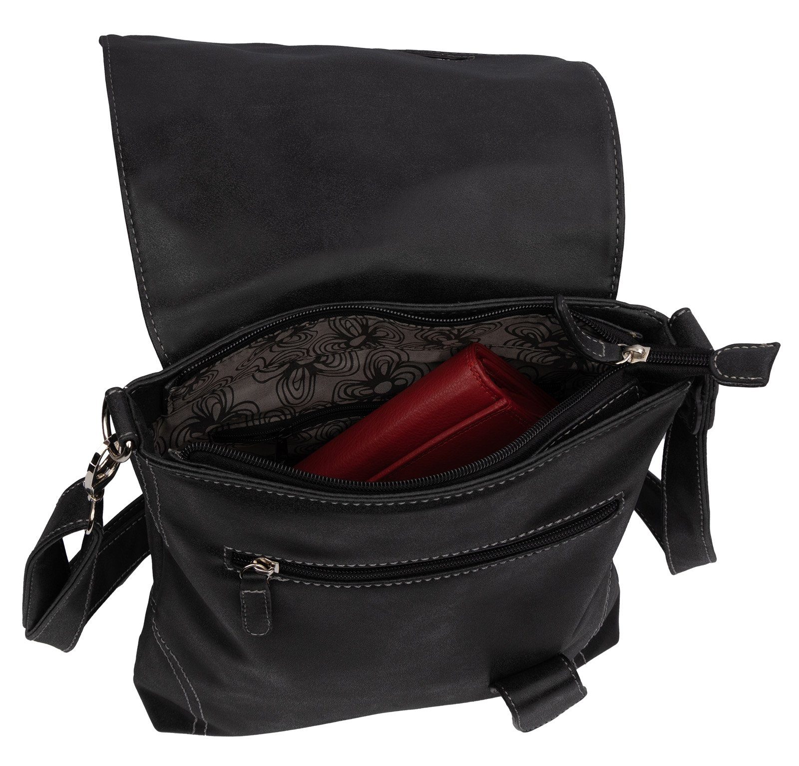 Umhängetasche Street Schultertasche, Schultertasche BAG tragbar T0104, STREET Schlüsseltasche Handtasche Umhängetasche SCHWARZ Bag Damentasche als