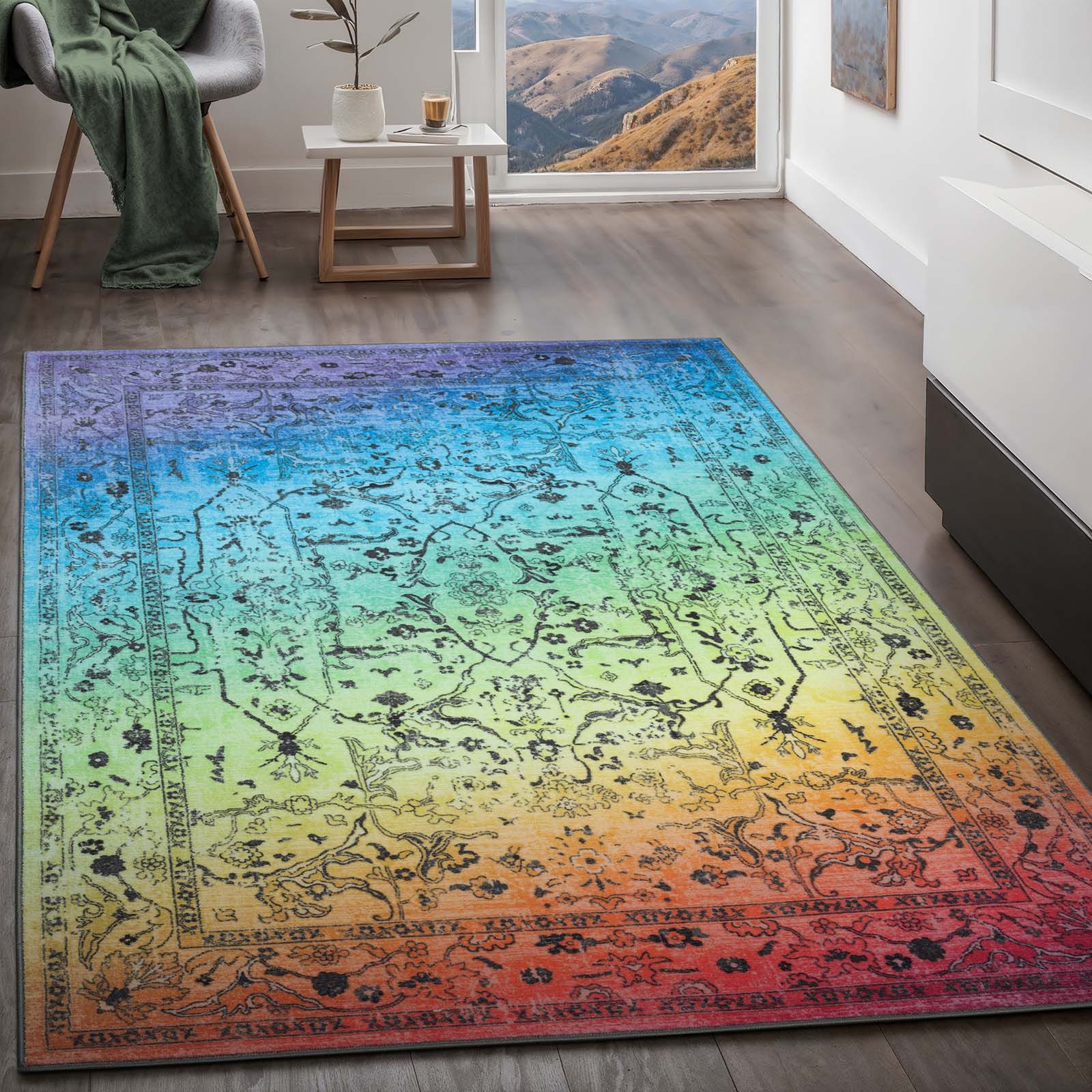 TaraCarpet Teppich Kurzflorteppich TaraCarpet Rainbow Oriental moderner Orientteppich, rechteckig, Höhe: 14 mm, Orientalisches Design in Regenbogenfarben auch für das Jugendzimmer