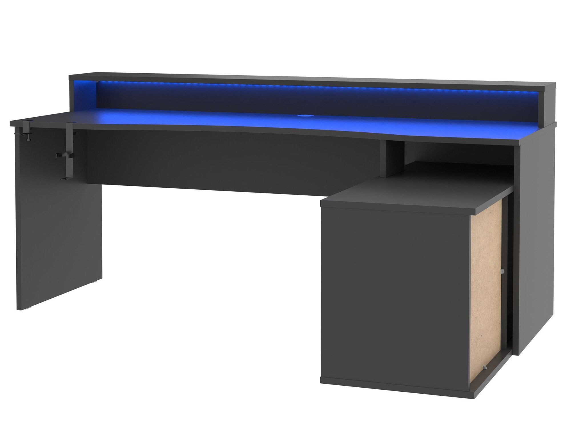 Moebel-Eins Kinderschreibtisch, TEZO BIG Gaming matt schwarz Dekorspanplatte, Schreibtisch, Material