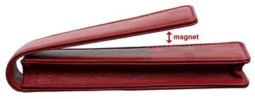 Elbleder Schreibgeräteetui Polo 10 - Fülleretui aus Echtleder für drei Stifte, mit Magnetverschluss für Damen Rot