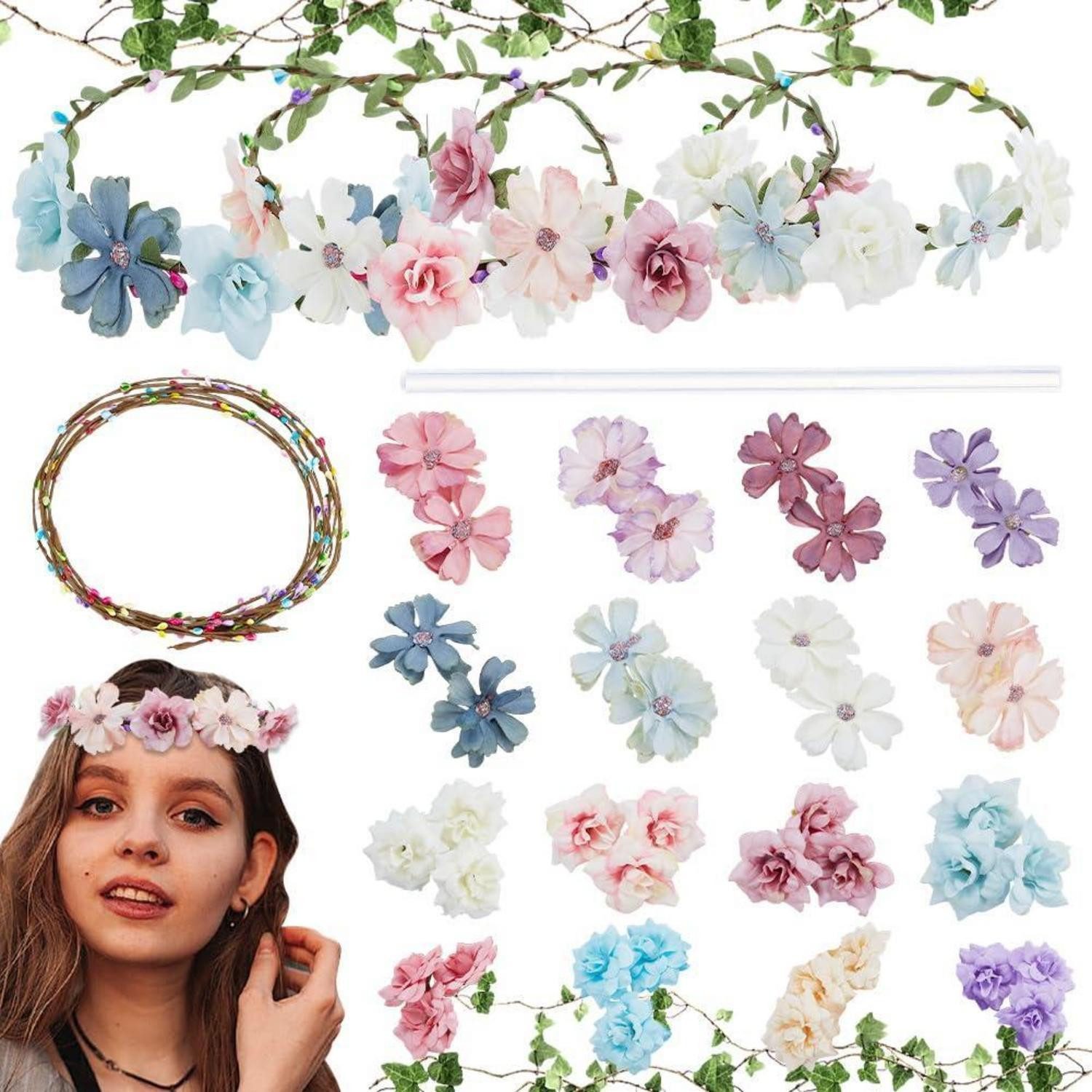 LuxusKollektion Kreativset Blumenkranz Bastelset 8 Sets DIY Kunstblumen Girlande