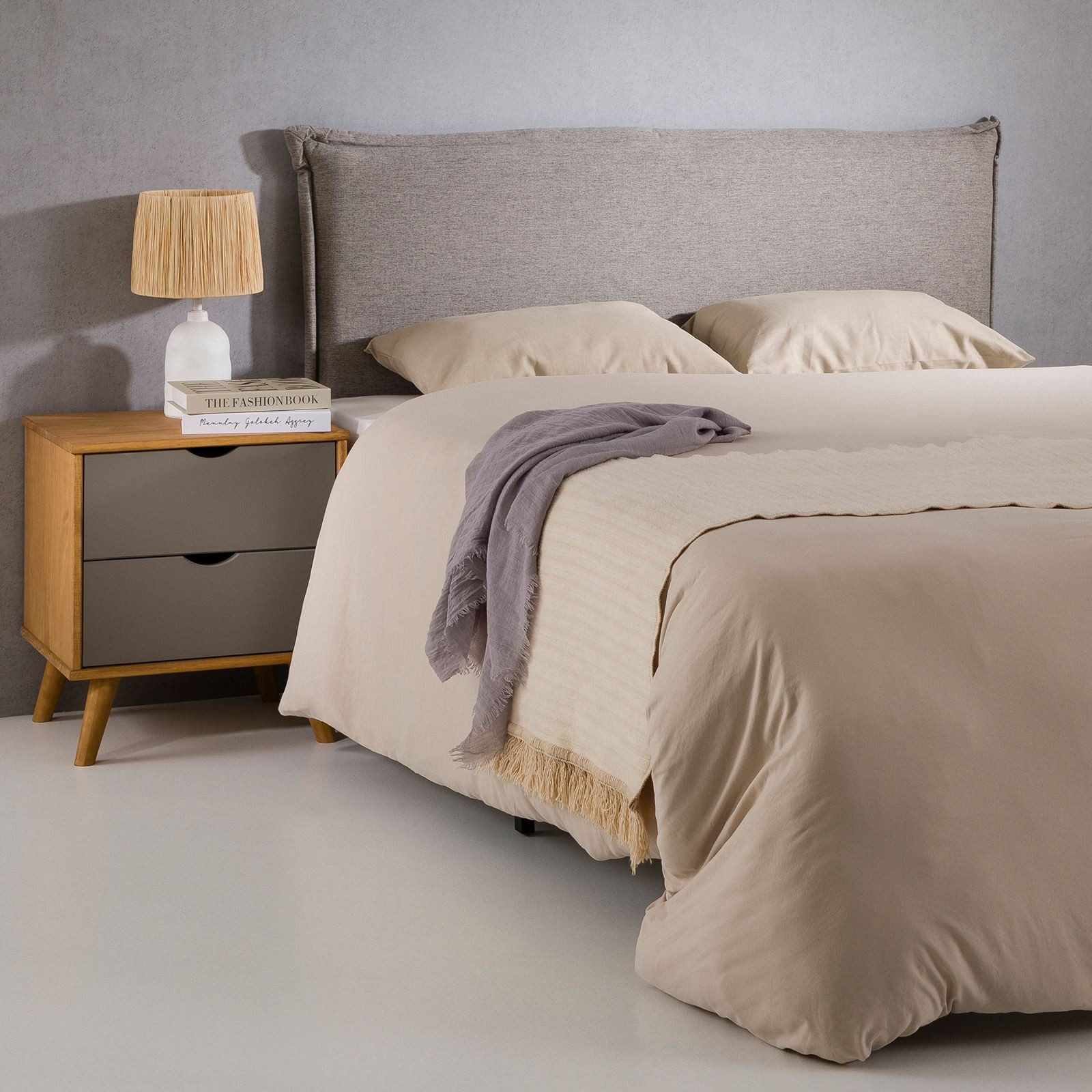 IDIMEX Kopfteil BASOL, Bettkopfteil 120cm, gepolstertes Headboard mit Beinen Stoffbezug grau
